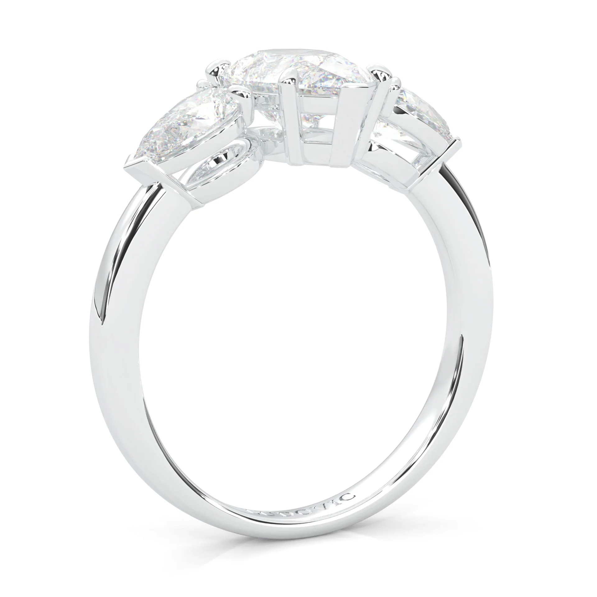 3 Stone Pear Shape Moissanite Engagement Ring (14k Solid Gold) - Image 4