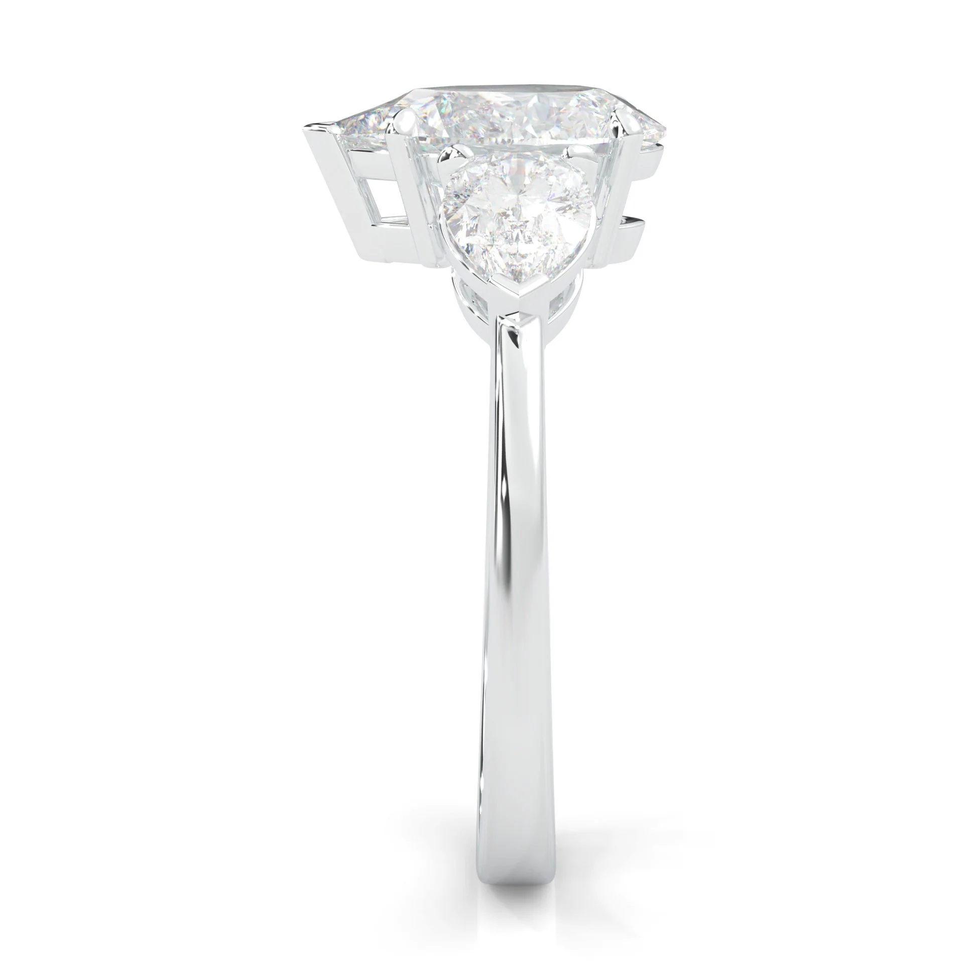 3 Stone Pear Shape Moissanite Engagement Ring (14k Solid Gold) - Image 5