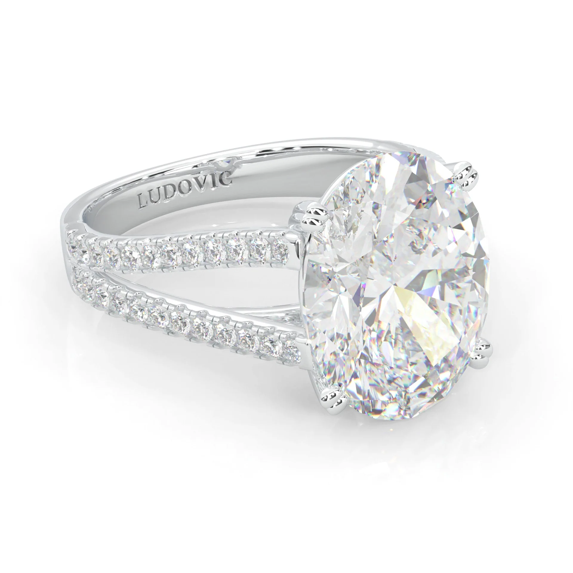 8 Prongs- Oval Moissanite Engagement Ring (14k Solid Gold) - Image 3
