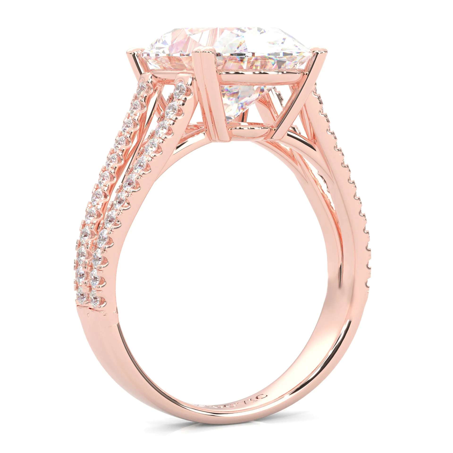 8 Prongs- Oval Moissanite Engagement Ring ( Rose Gold 14K ) - Image 4
