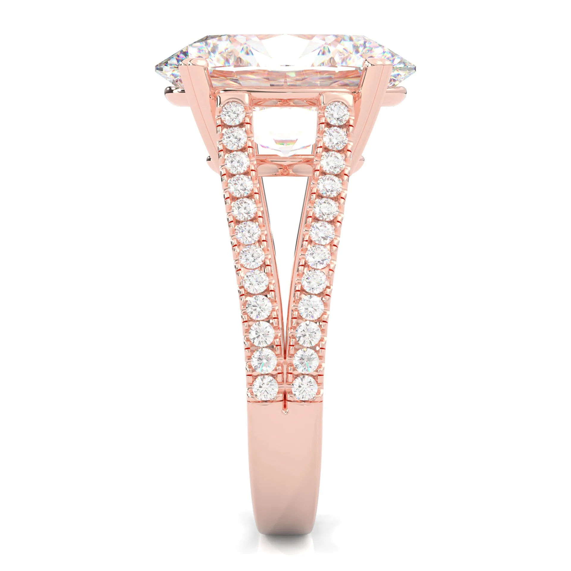 8 Prongs- Oval Moissanite Engagement Ring ( Rose Gold 14K ) - Image 5