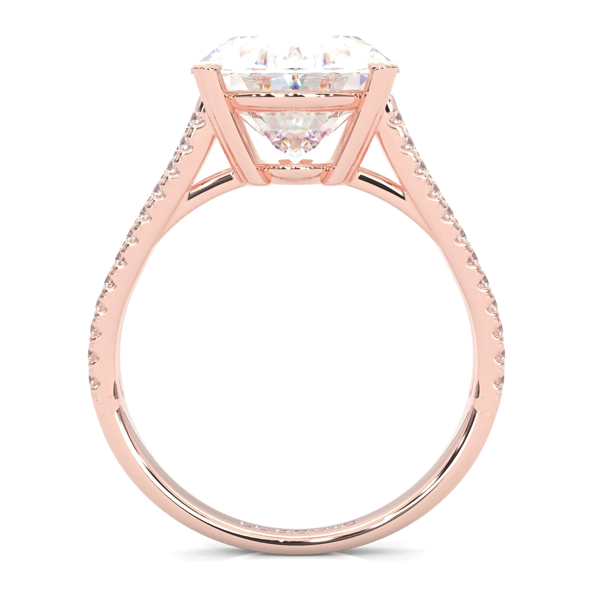 8 Prongs- Oval Moissanite Engagement Ring ( Rose Gold 14K ) - Image 6