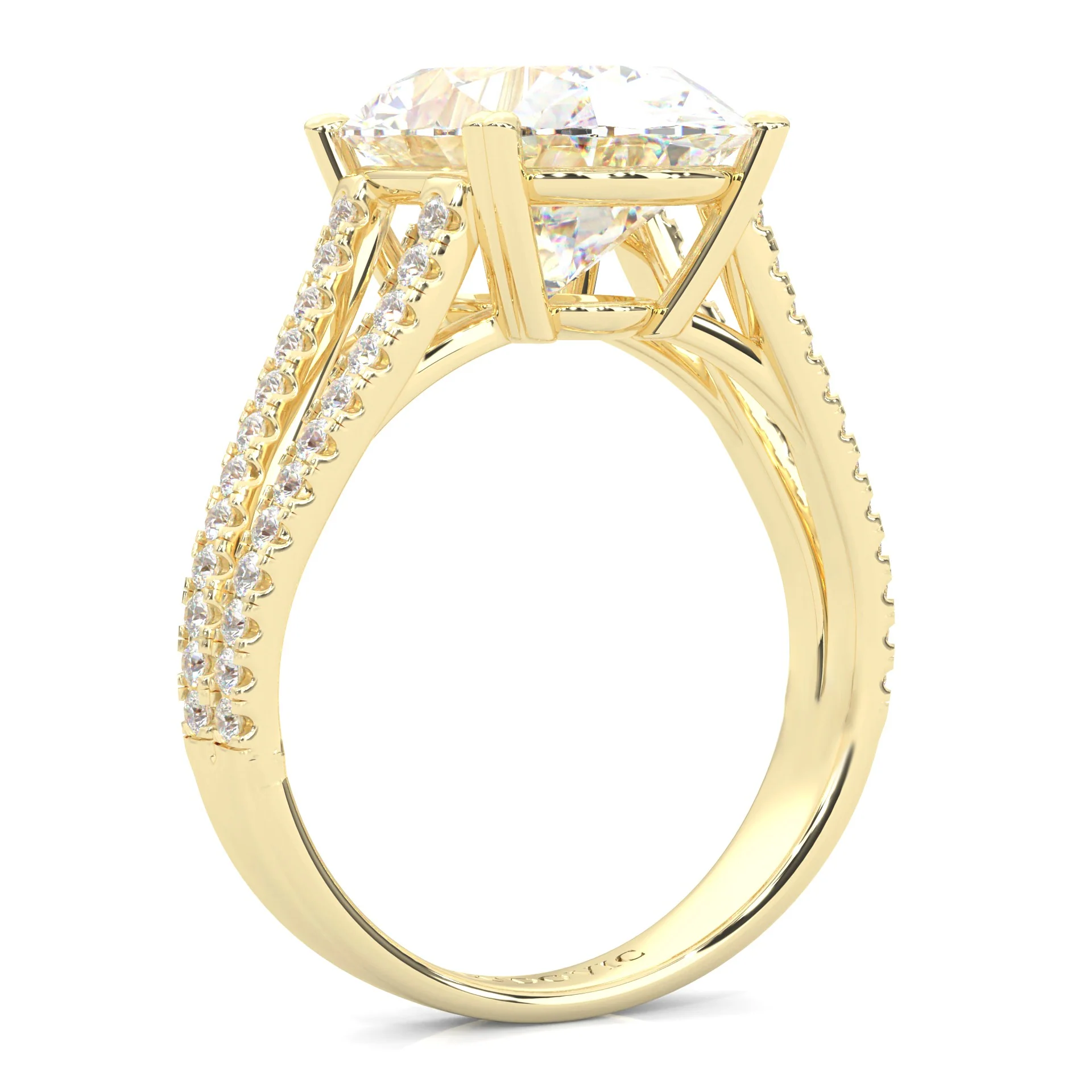 8 Prongs- Oval Moissanite Engagement Ring ( Yellow Gold 14K ) - Image 4