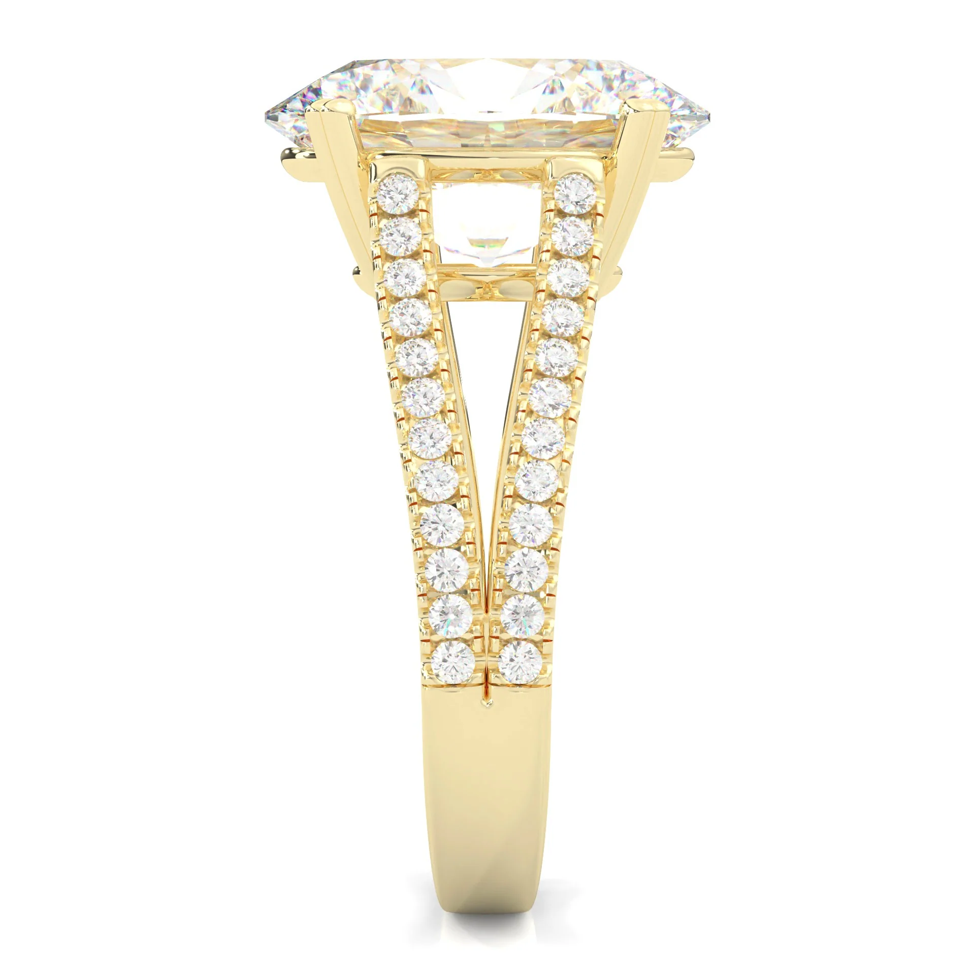 8 Prongs- Oval Moissanite Engagement Ring ( Yellow Gold 14K ) - Image 5