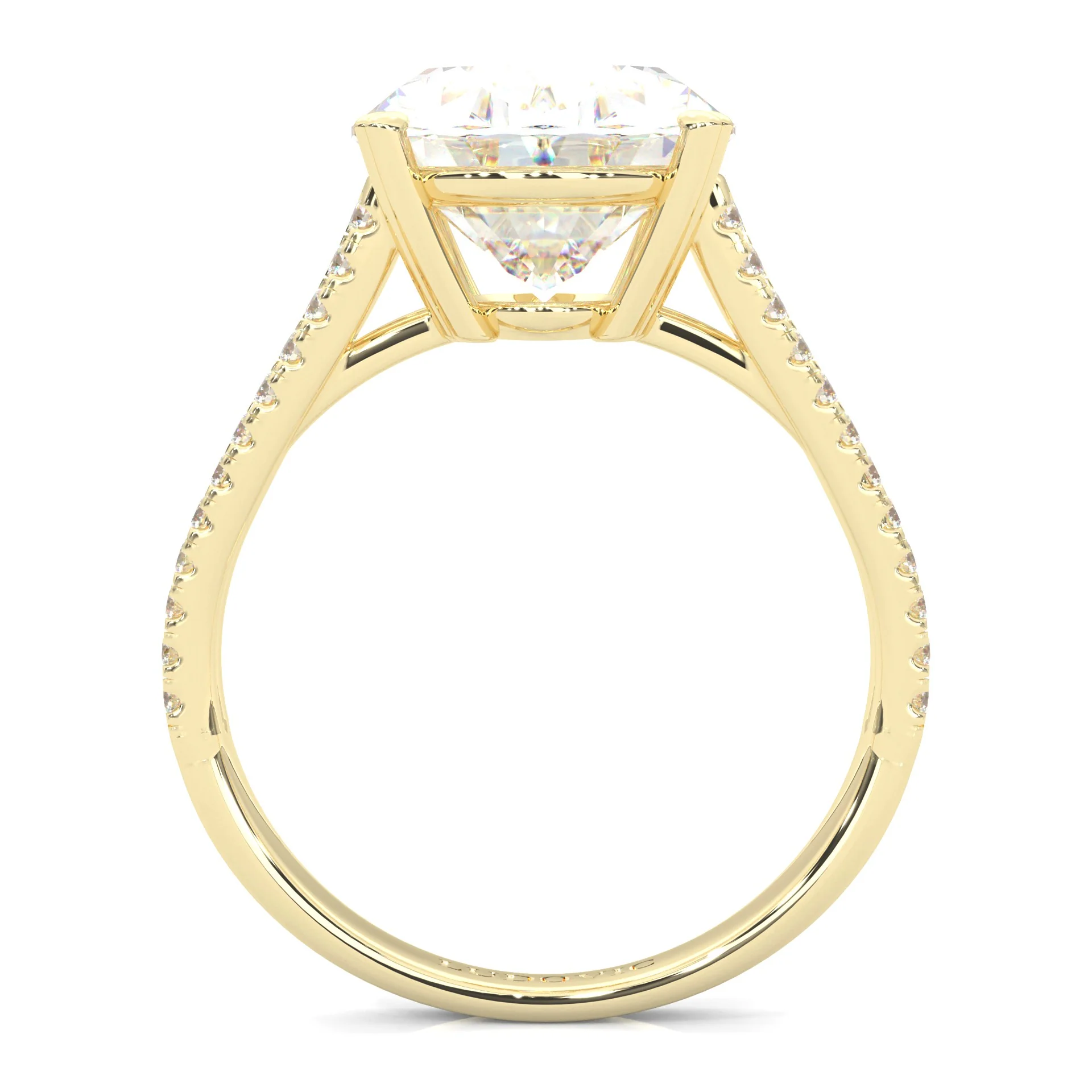 8 Prongs- Oval Moissanite Engagement Ring ( Yellow Gold 14K ) - Image 6