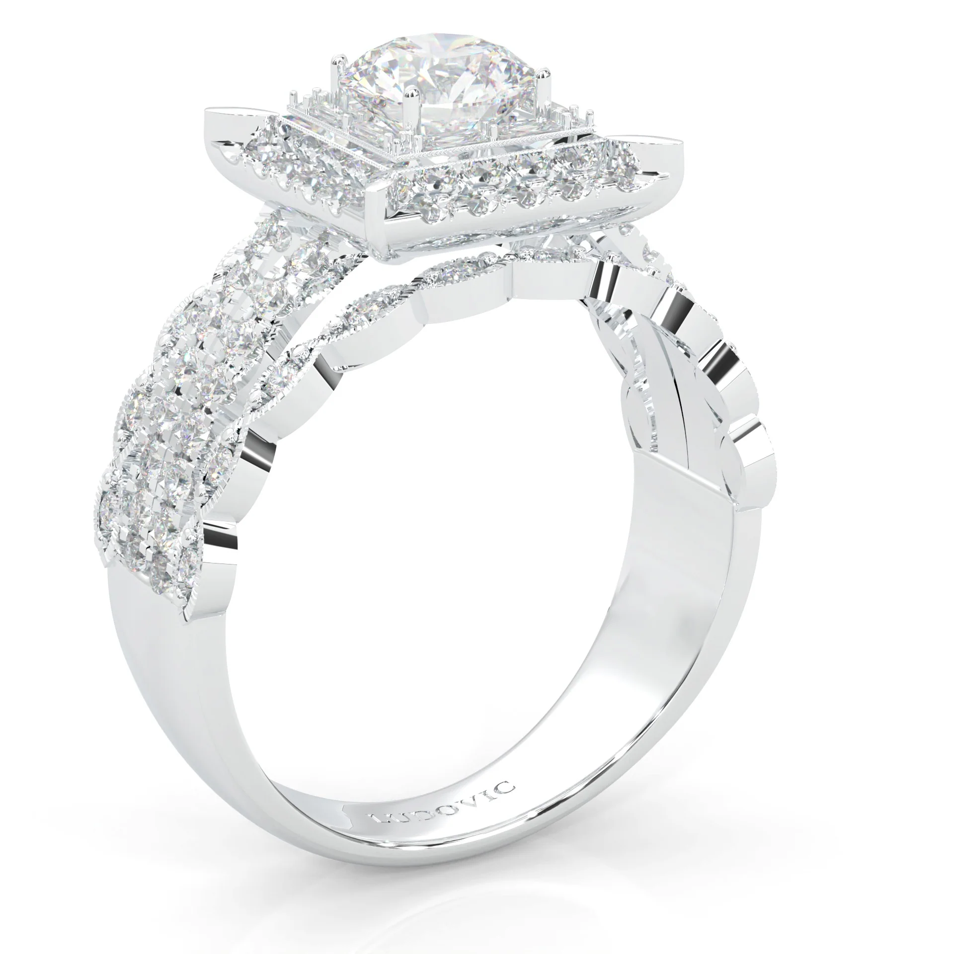 British Style Moissanite Cocktail Ring (14k Solid Gold) - Image 3