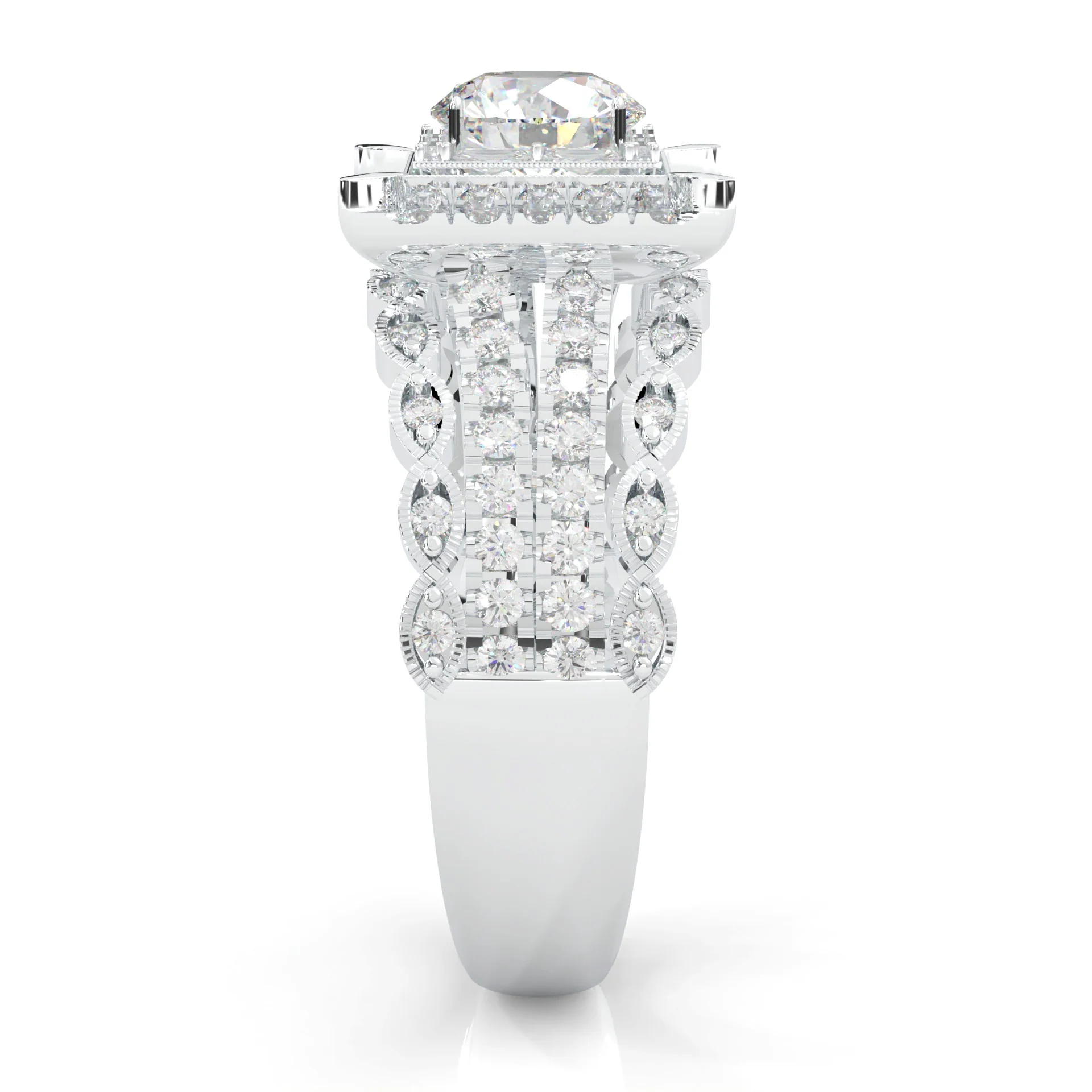 British Style Moissanite Cocktail Ring (14k Solid Gold) - Image 4