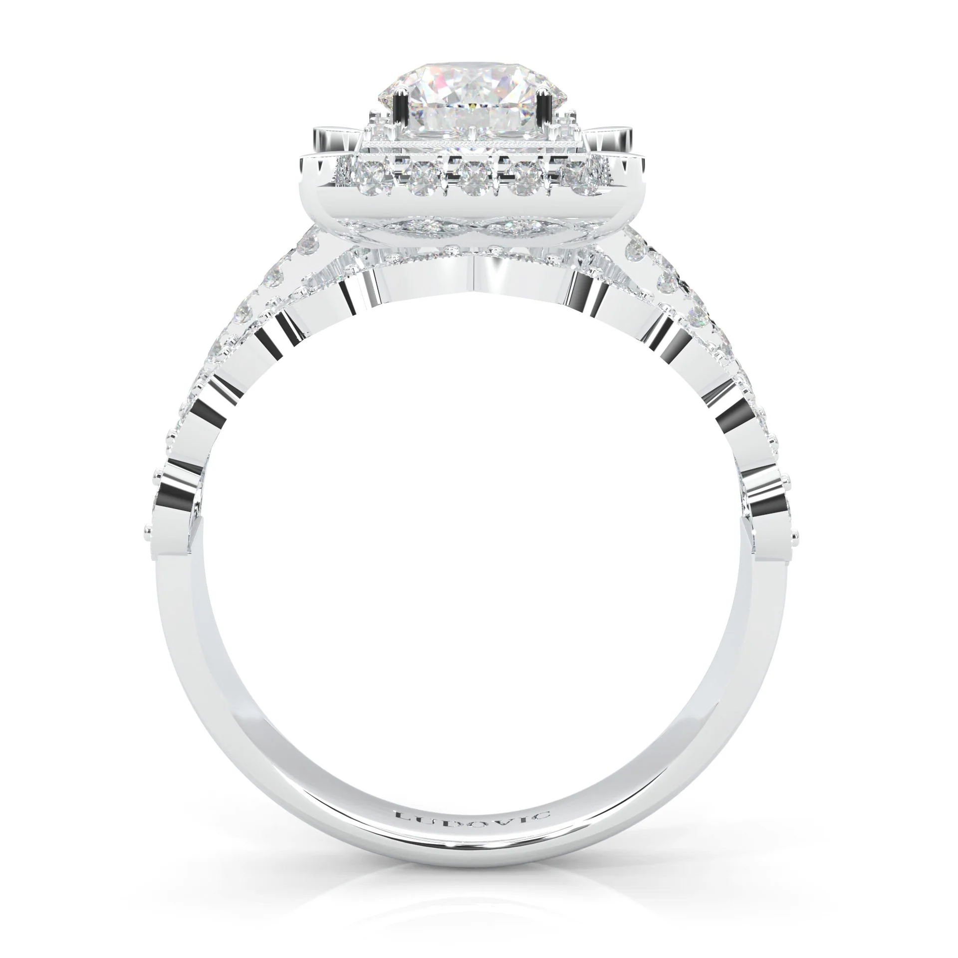 British Style Moissanite Cocktail Ring (14k Solid Gold) - Image 5
