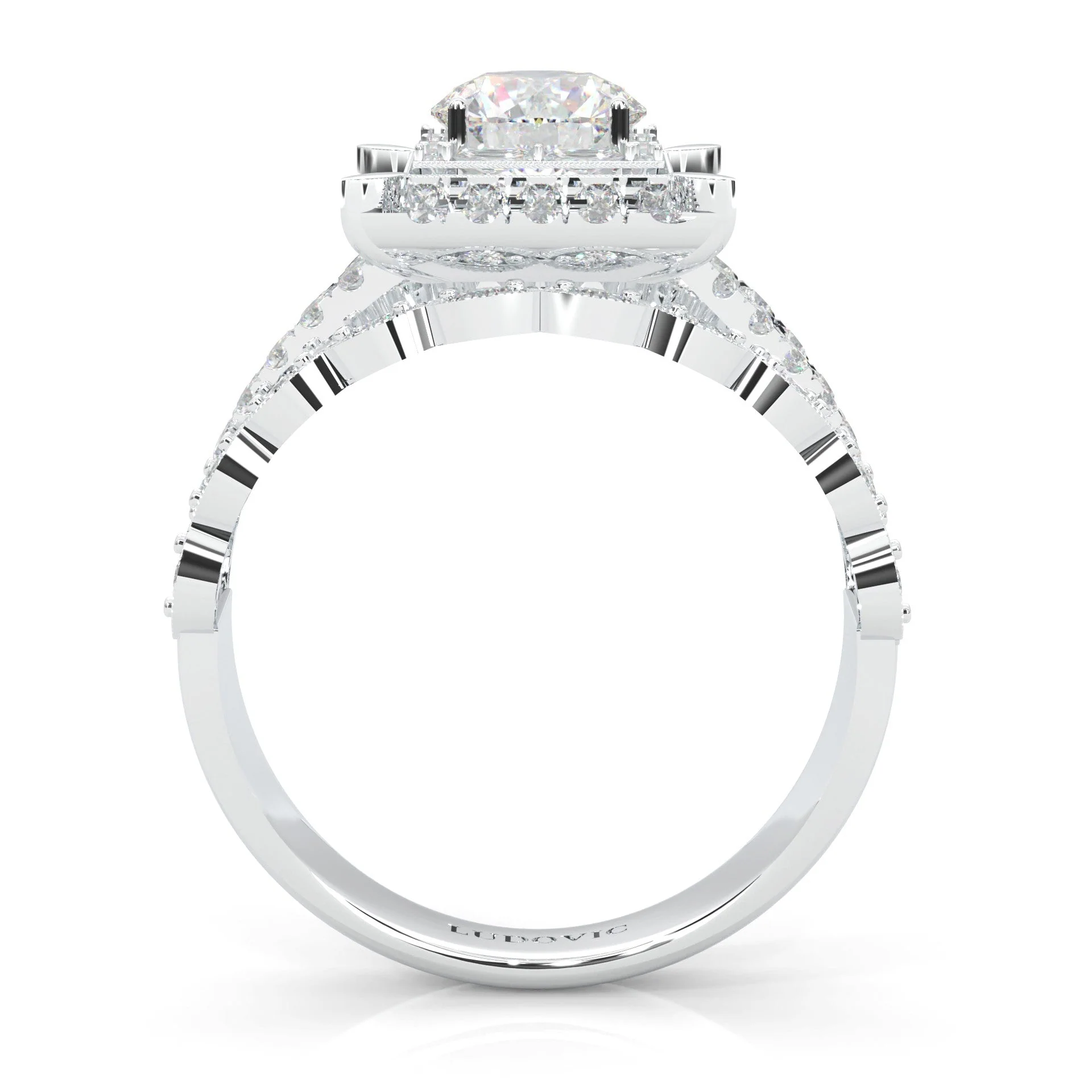 British Style Moissanite Cocktail Ring Platinum-Plated Silver - Image 5