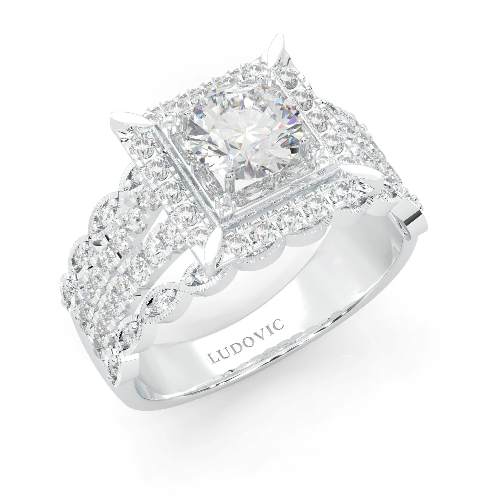 British Style Moissanite Cocktail Ring Platinum-Plated Silver - Image 6