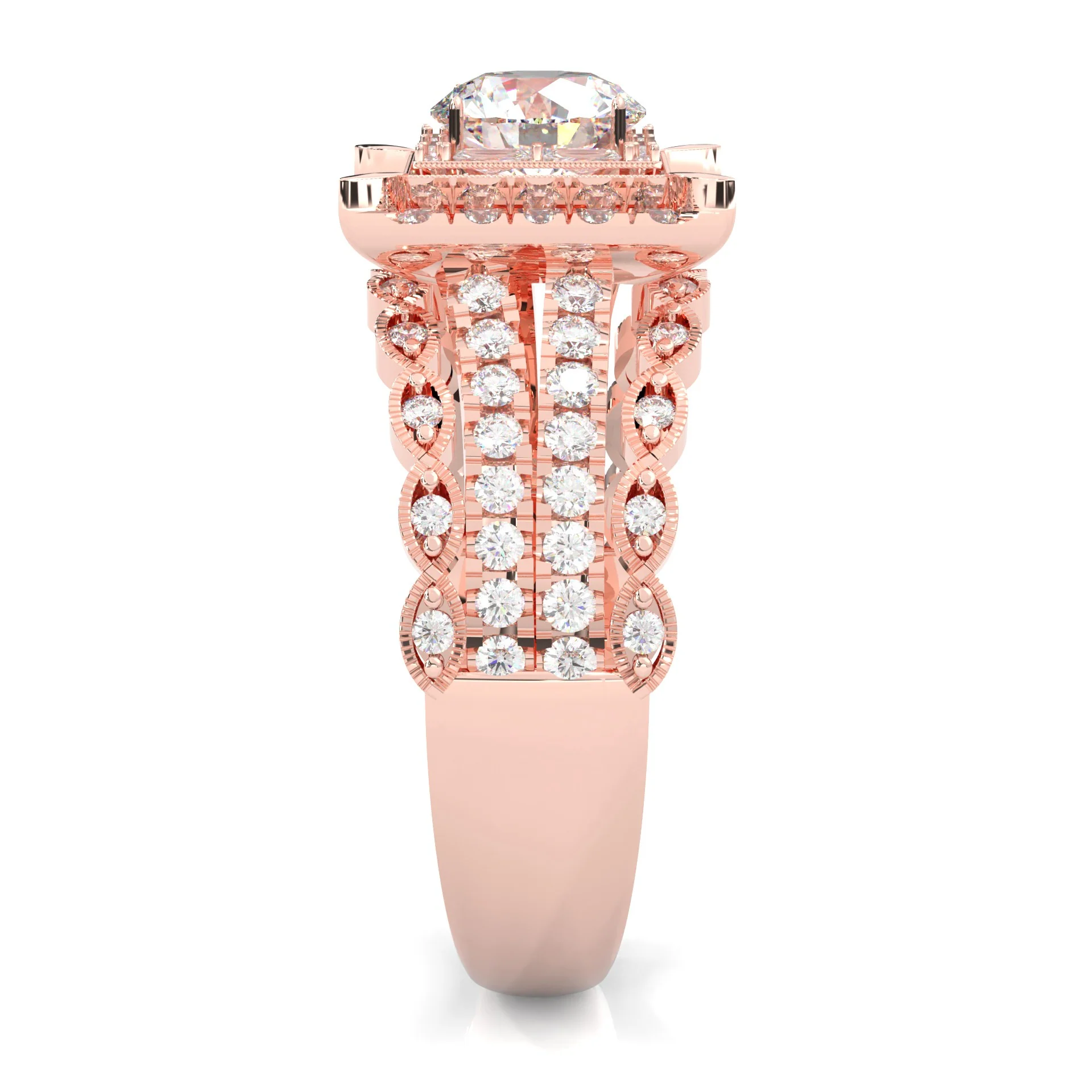 British Style Moissanite Engagement Ring ( Rose Gold 14k ) - Image 3