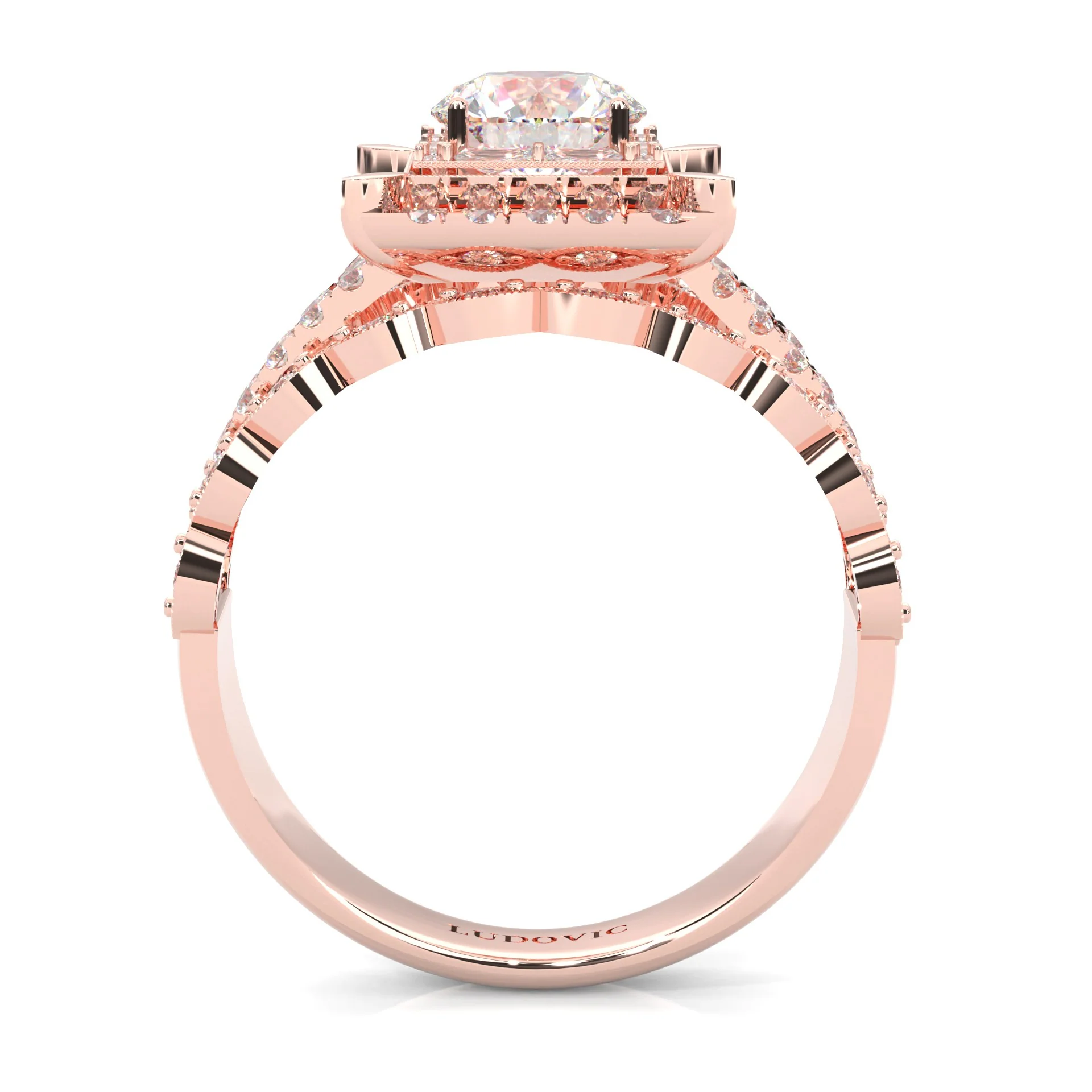 British Style Moissanite Engagement Ring ( Rose Gold 14k ) - Image 4
