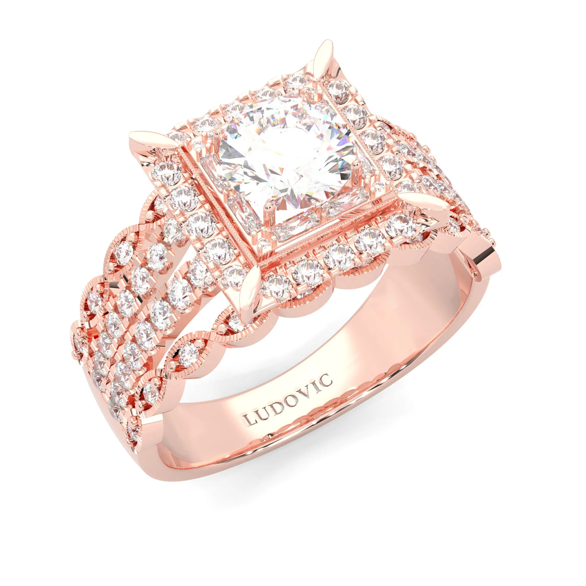 British Style Moissanite Engagement Ring ( Rose Gold 14k ) - Image 5