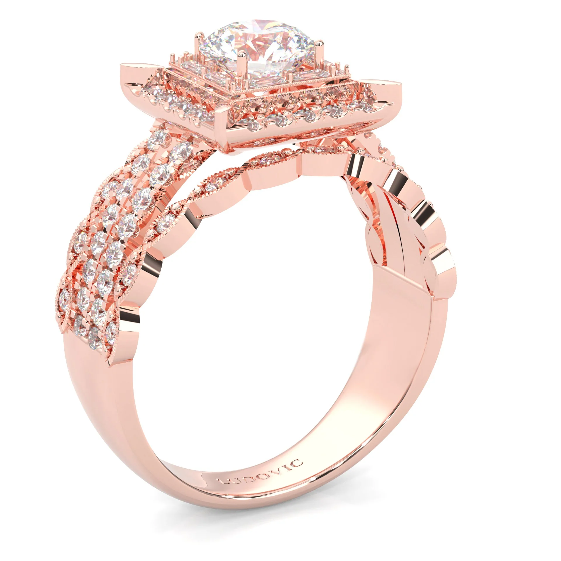 British Style Moissanite Engagement Ring ( Rose Gold 14k ) - Image 6
