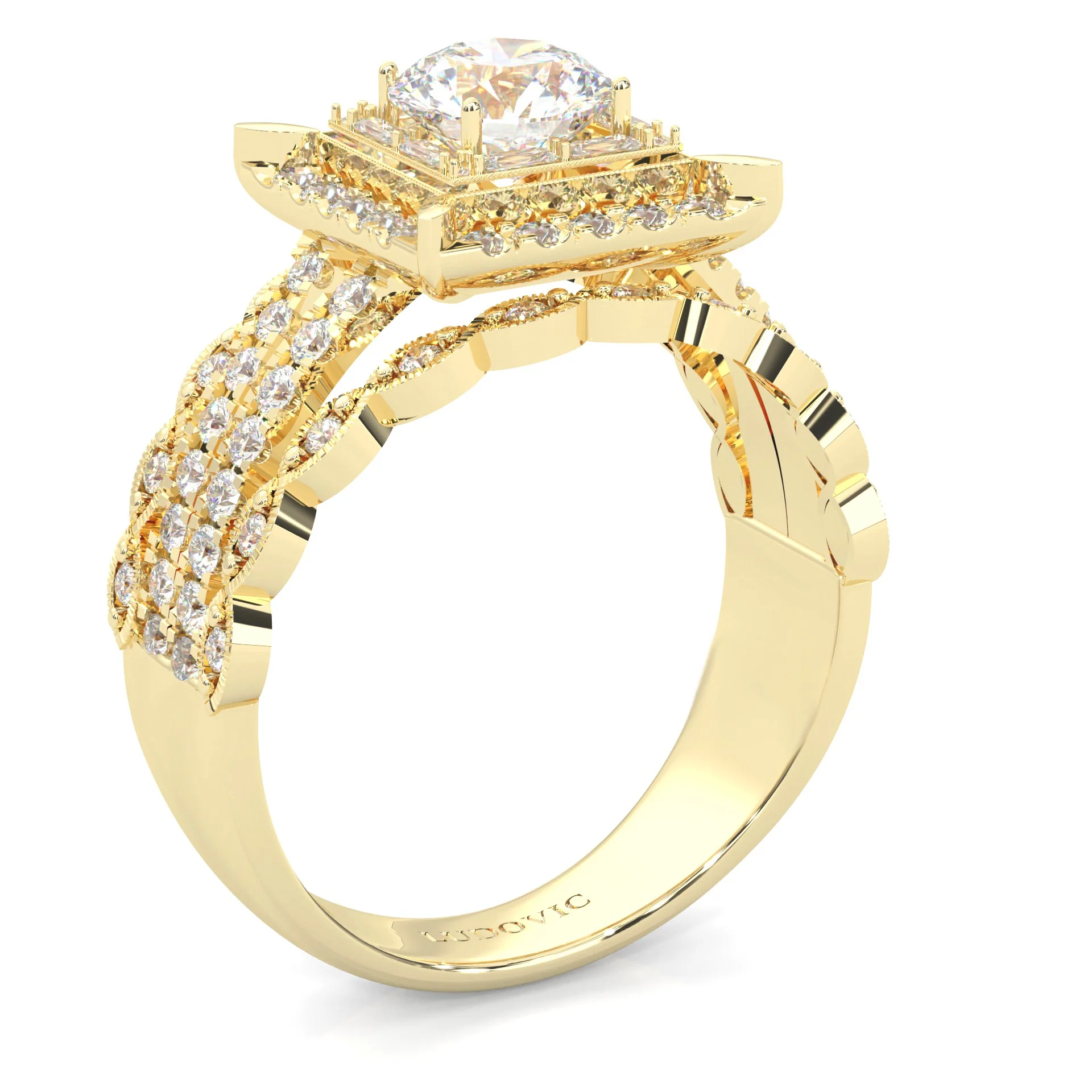 British Style Moissanite Engagement Ring ( Yellow Gold 14k ) - Image 3