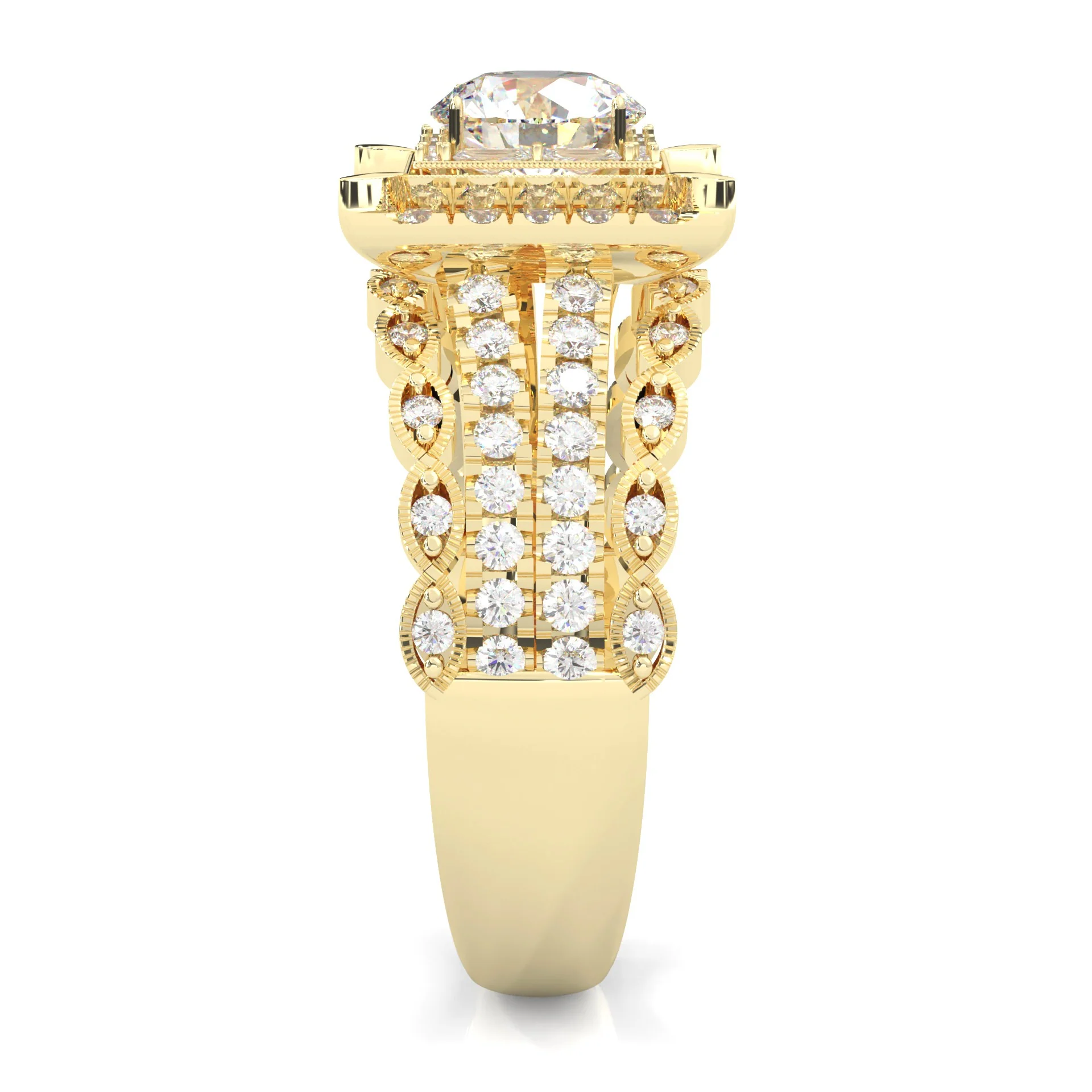 British Style Moissanite Engagement Ring ( Yellow Gold 14k ) - Image 4