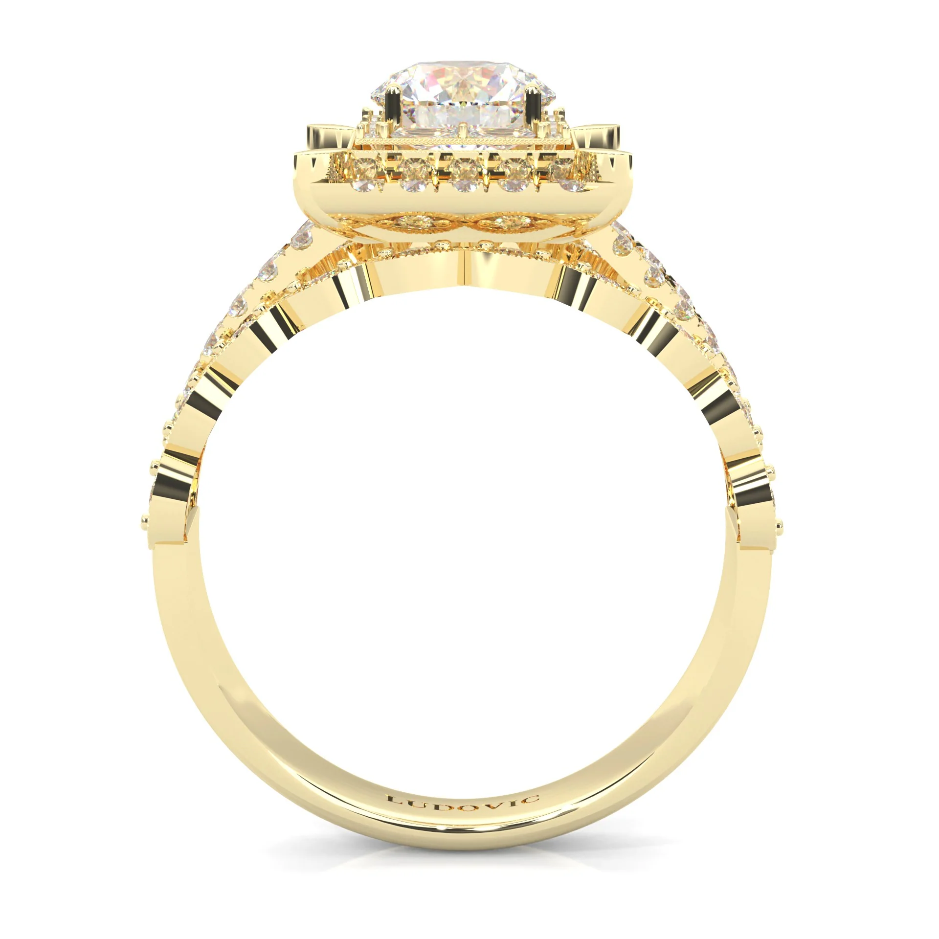 British Style Moissanite Engagement Ring ( Yellow Gold 14k ) - Image 5
