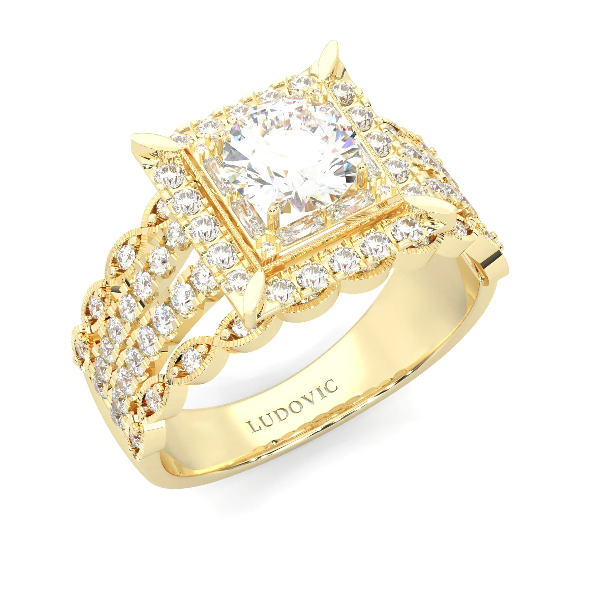 British Style Moissanite Engagement Ring ( Yellow Gold 14k ) - Image 6