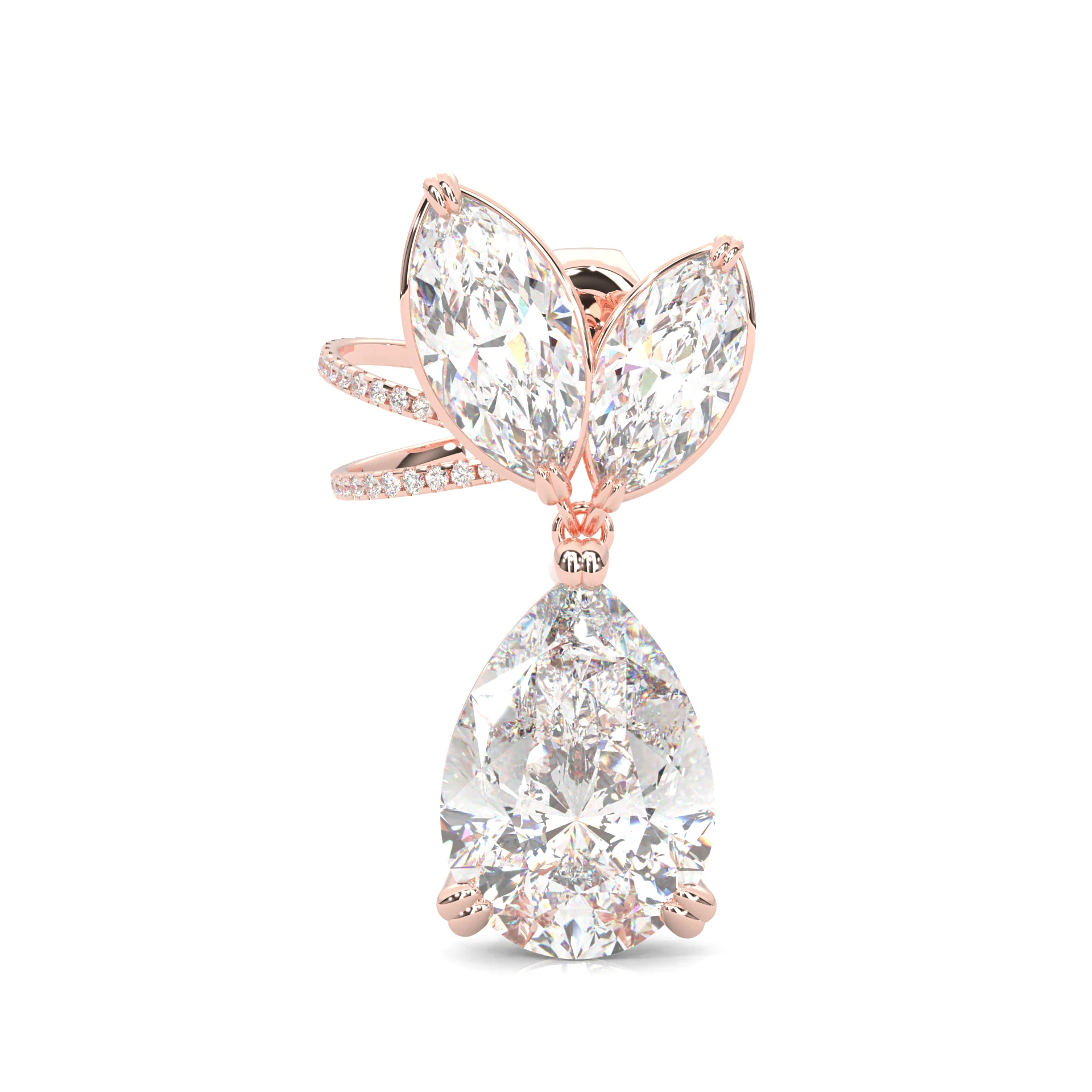 Bunny Pear Drop Earrings ( Rose Gold 14k ) - Image 3
