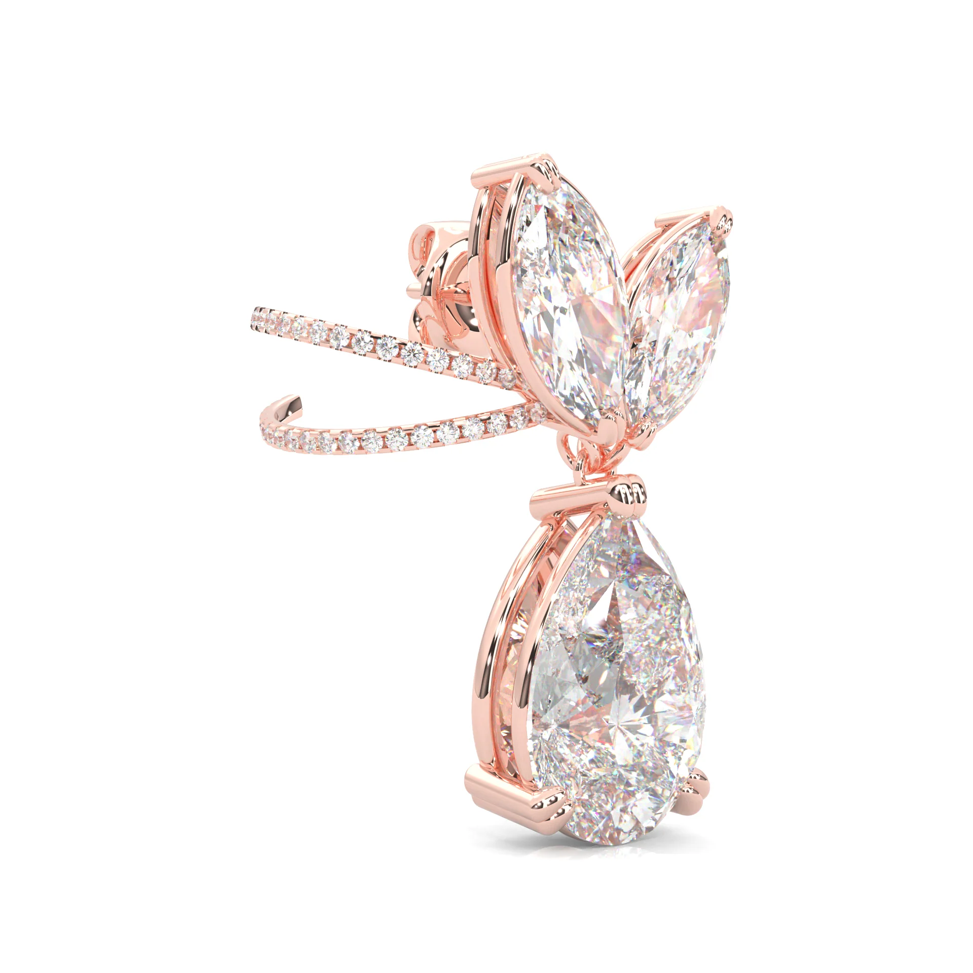 Bunny Pear Drop Earrings ( Rose Gold 14k ) - Image 4