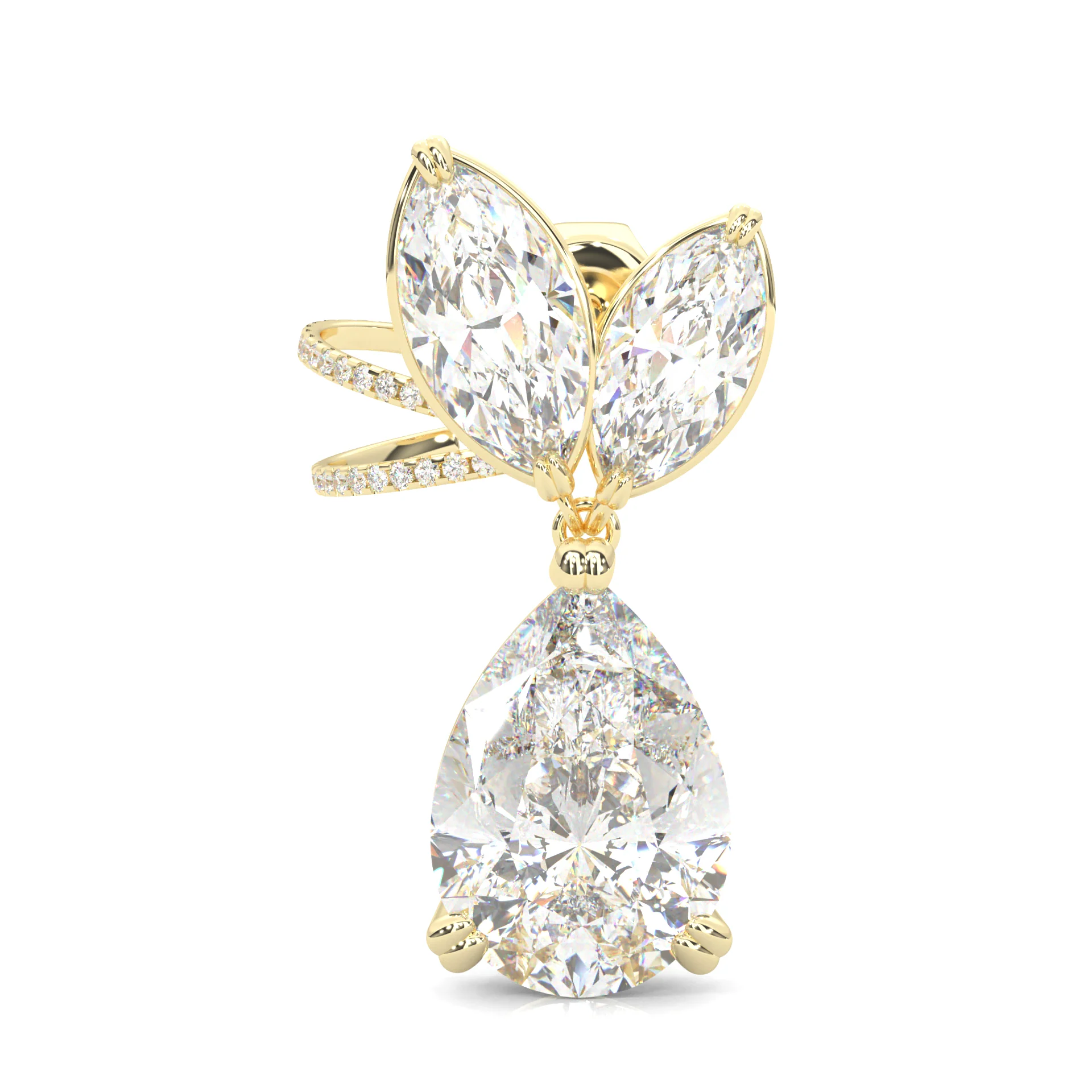 Bunny Pear Drop Earrings  ( Yellow Gold 14k ) - Image 3