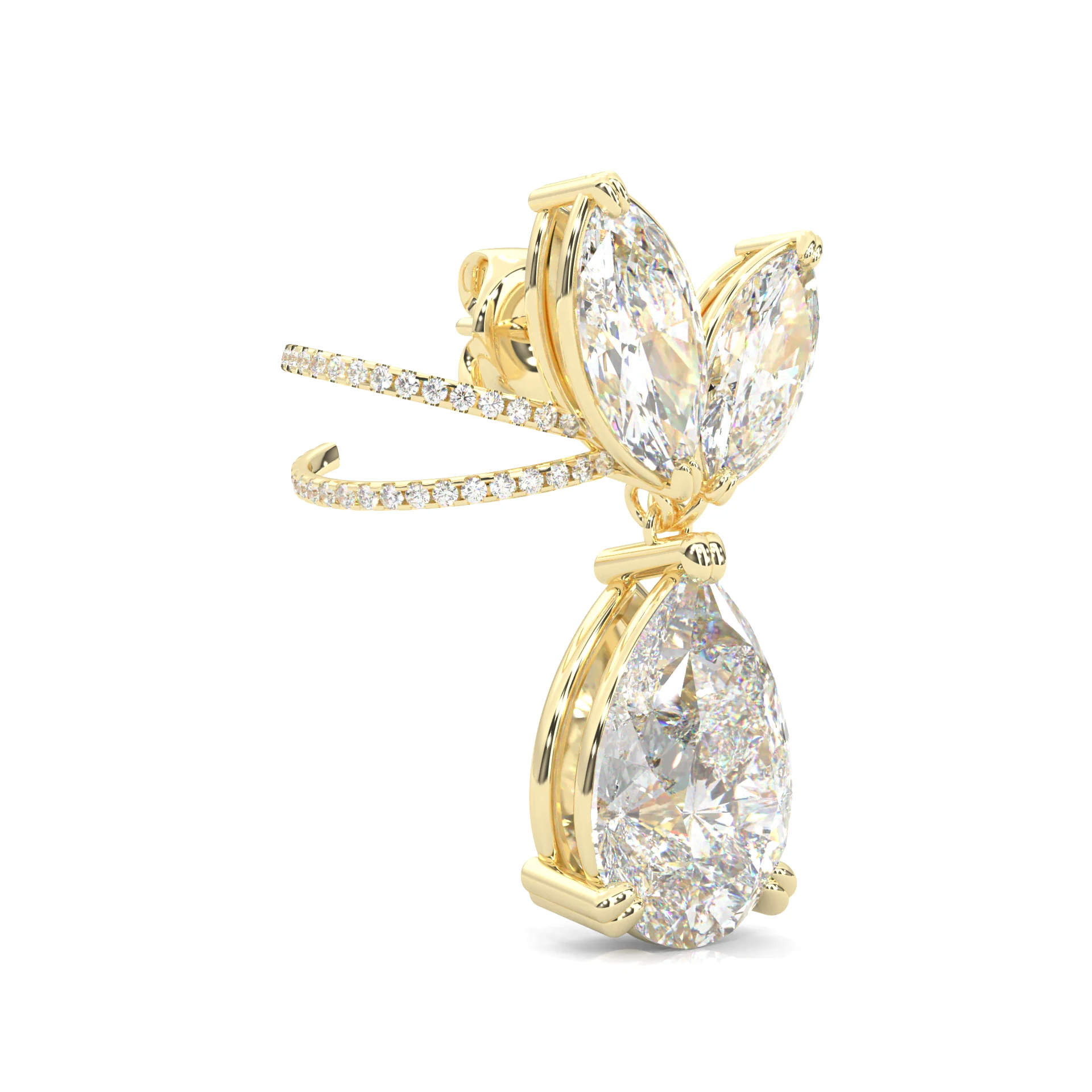 Bunny Pear Drop Earrings  ( Yellow Gold 14k ) - Image 4