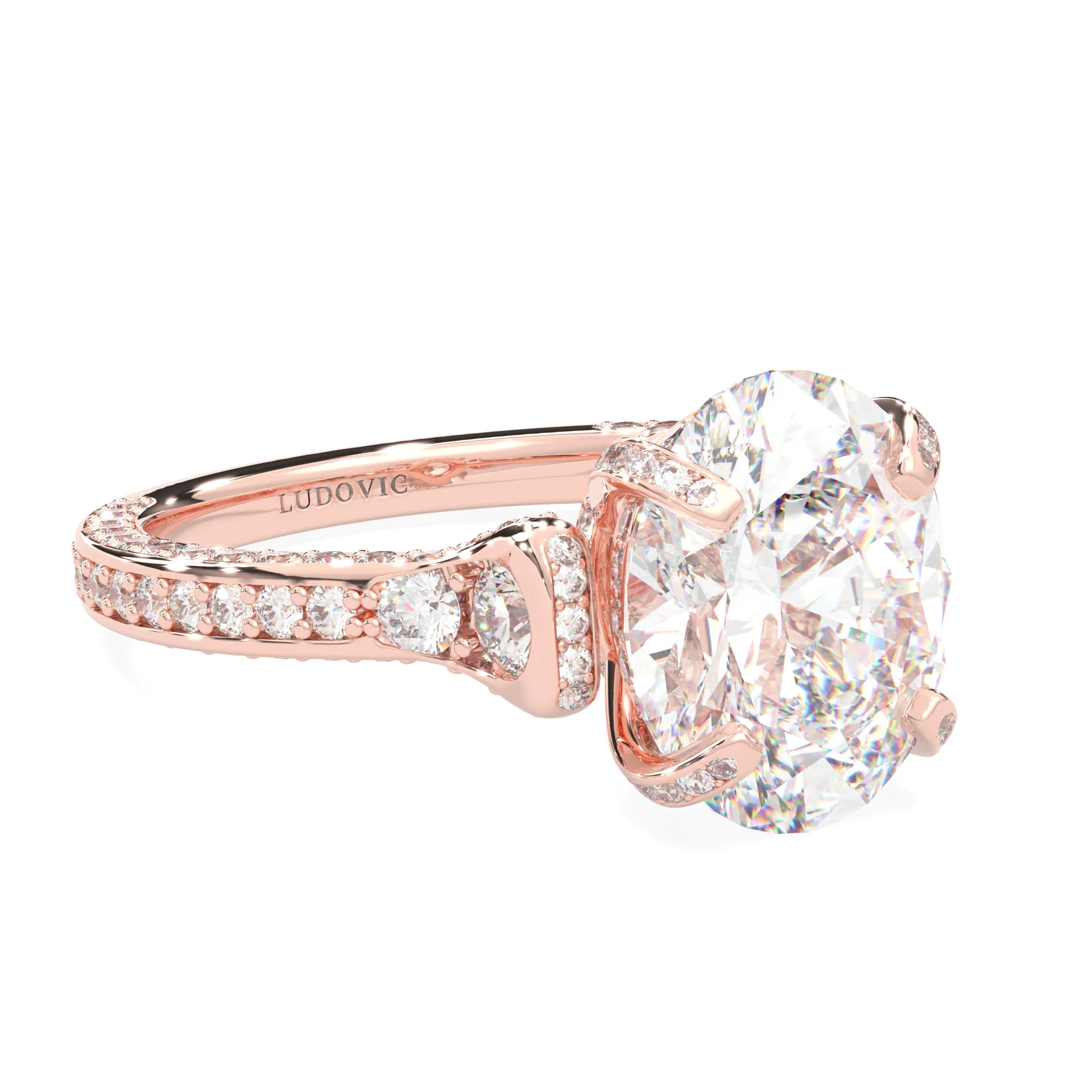 Éclat Lumière Oval Cut Moissanite Engagement Ring ( Rose Gold 14K ) - Image 3