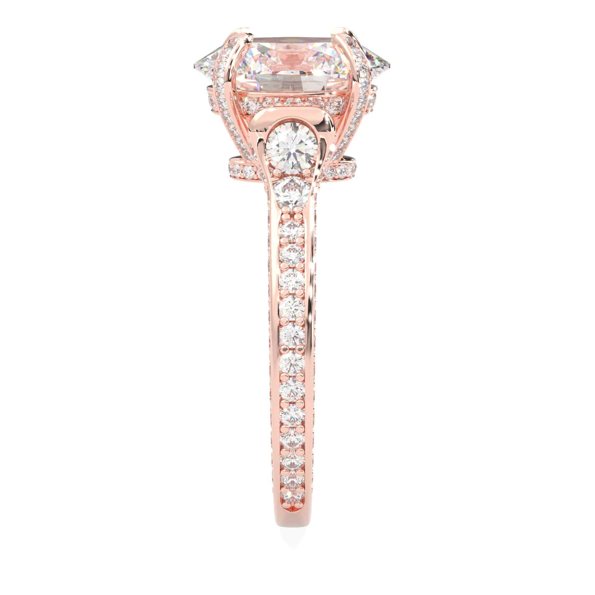 Éclat Lumière Oval Cut Moissanite Engagement Ring ( Rose Gold 14K ) - Image 4