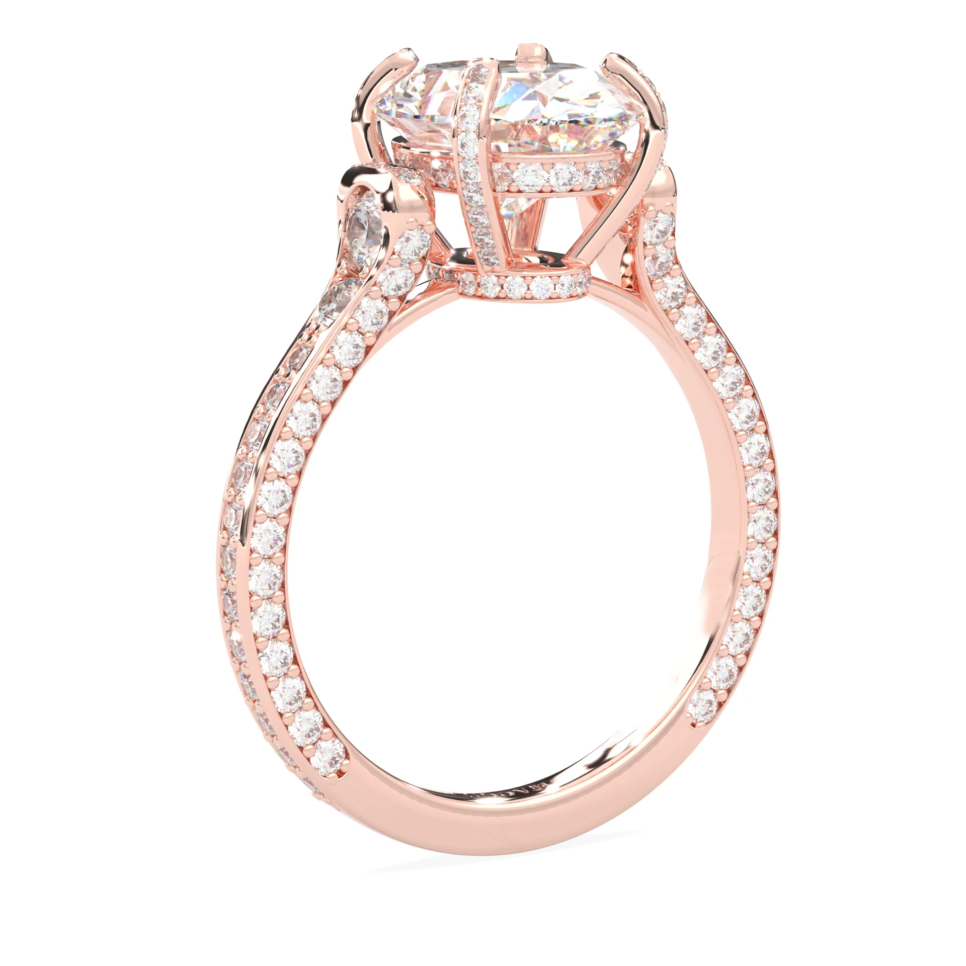 Éclat Lumière Oval Cut Moissanite Engagement Ring ( Rose Gold 14K ) - Image 6