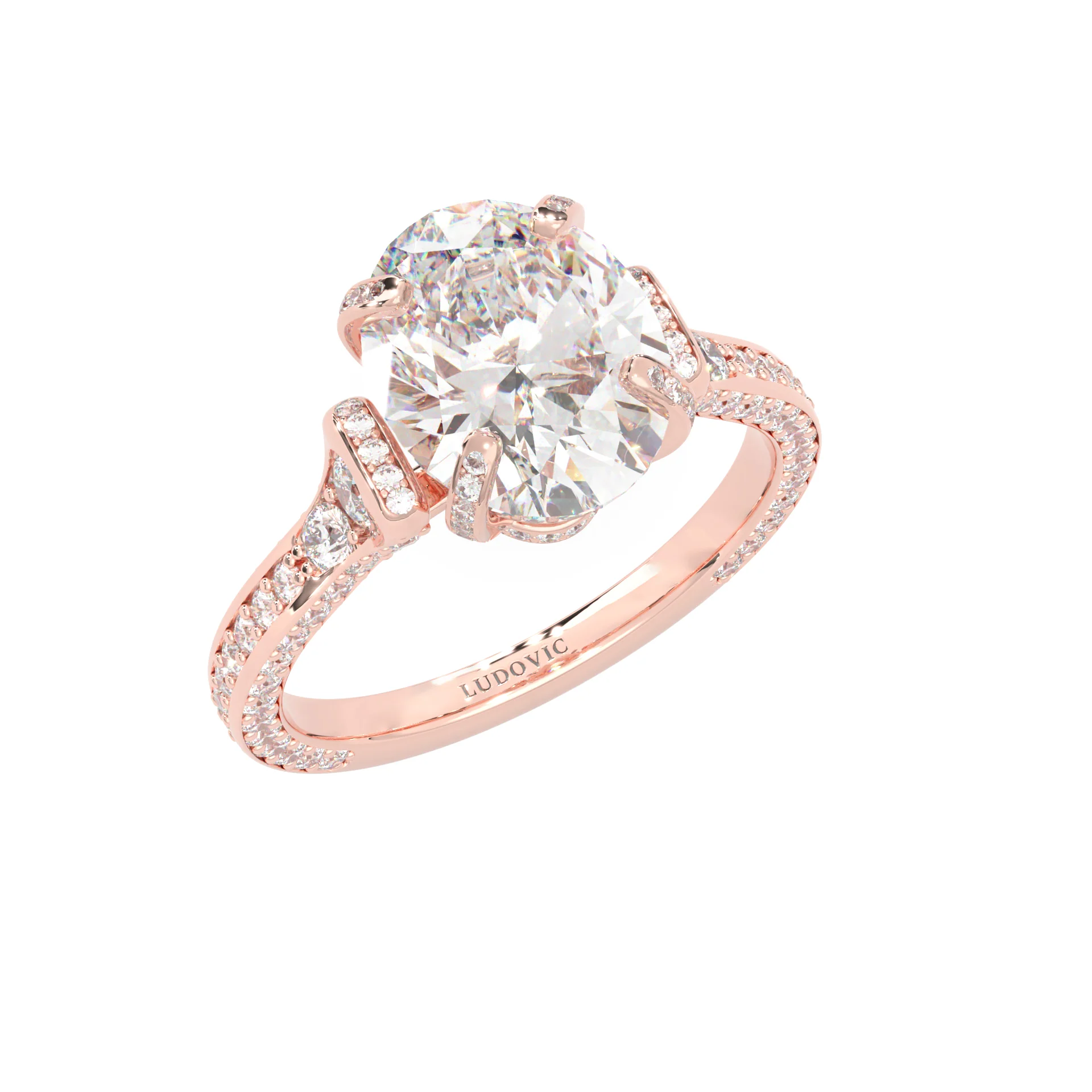 Éclat Lumière Oval Cut Moissanite Engagement Ring ( Rose Gold 14K ) - Image 7