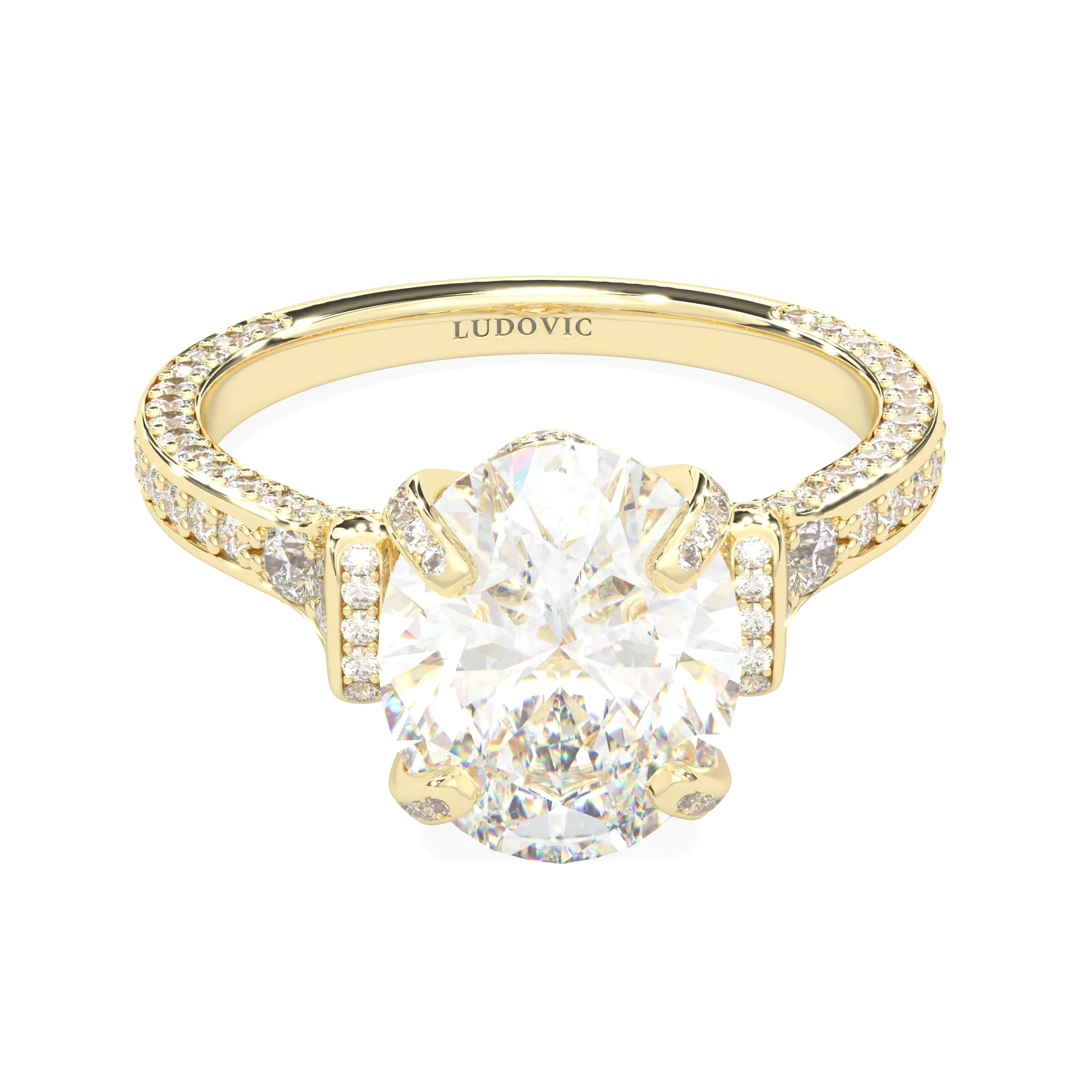 Éclat Lumière Oval Cut Moissanite Engagement Ring ( Yellow Gold 14K )
