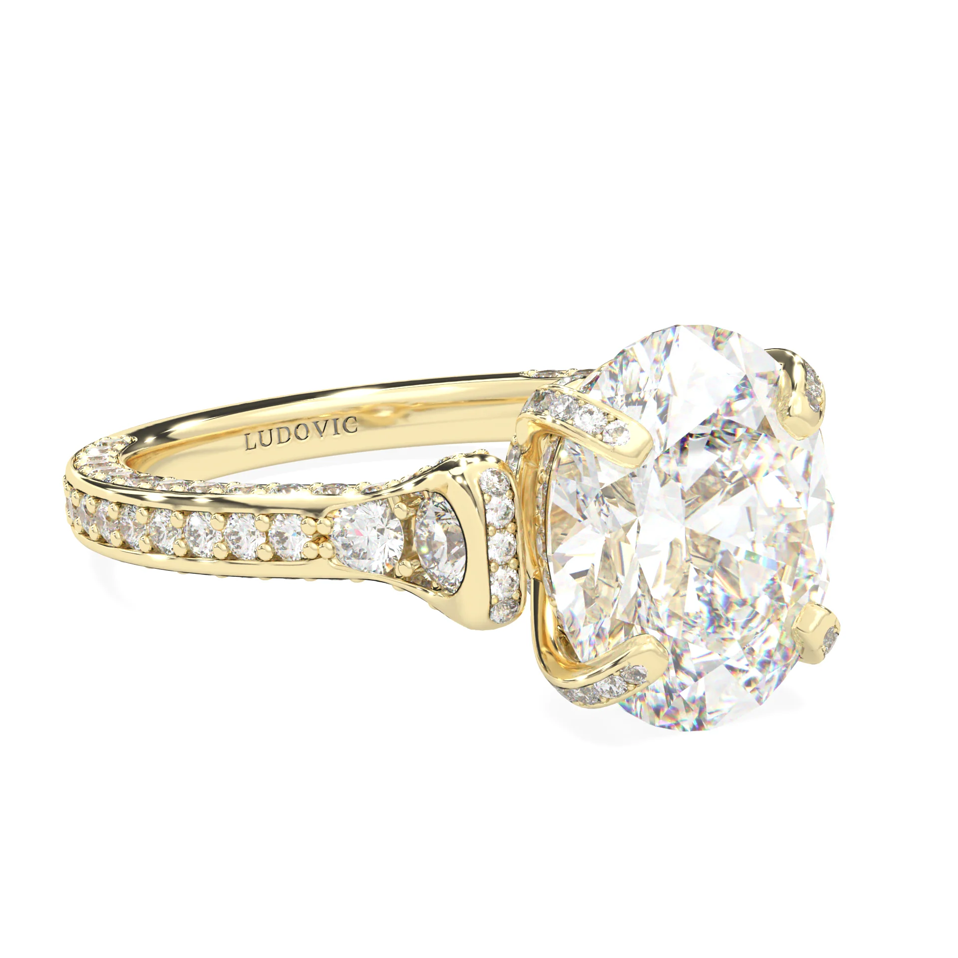 Éclat Lumière Oval Cut Moissanite Engagement Ring ( Yellow Gold 14K ) - Image 3