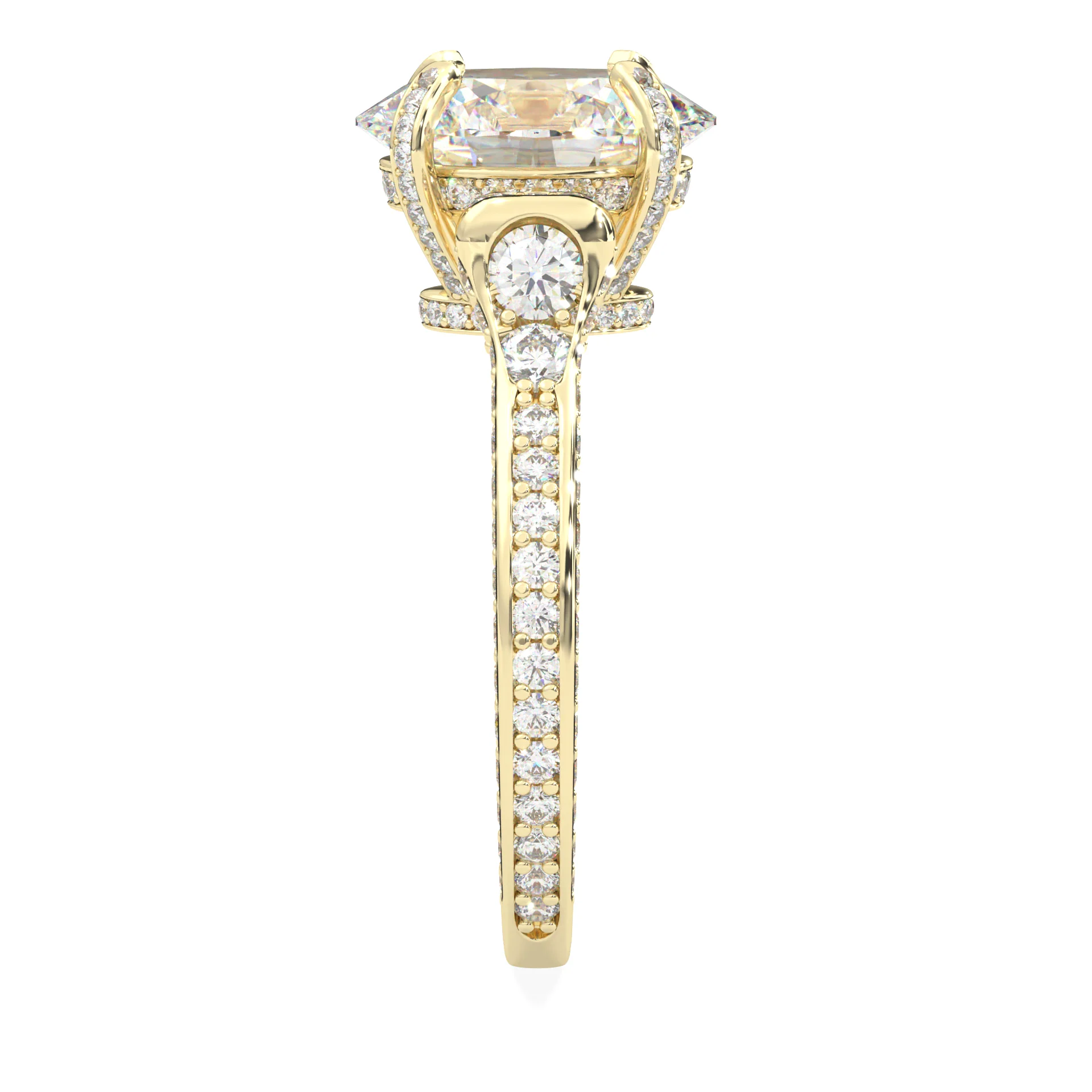 Éclat Lumière Oval Cut Moissanite Engagement Ring ( Yellow Gold 14K ) - Image 4