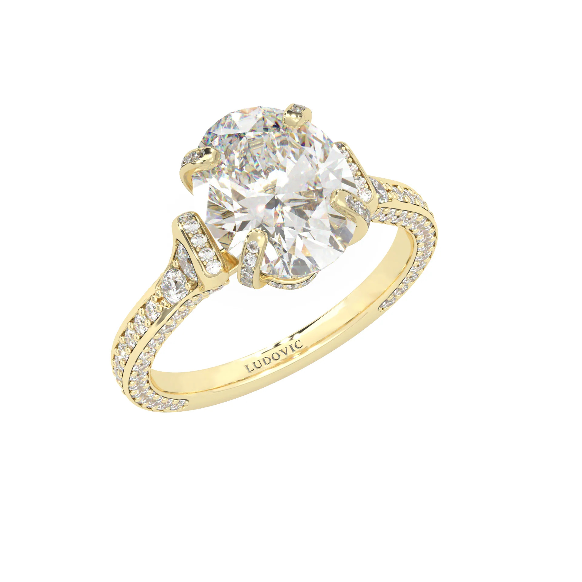 Éclat Lumière Oval Cut Moissanite Engagement Ring ( Yellow Gold 14K ) - Image 7