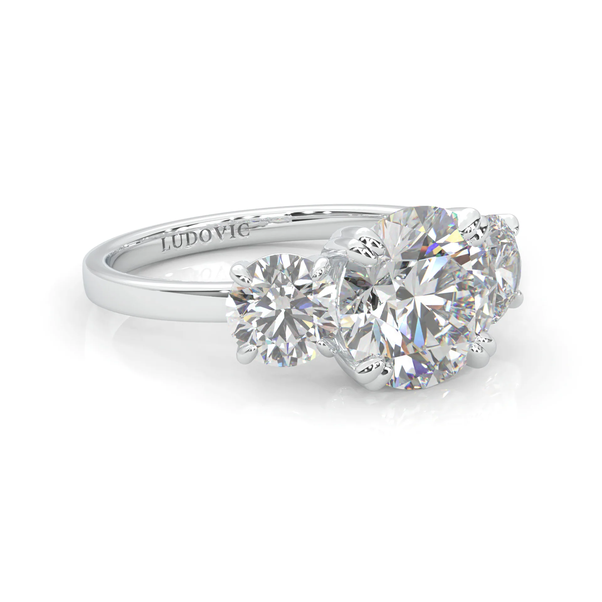 Classic Three-Stone Moissanite Engagement Ring (14k Solid Gold) - Image 3
