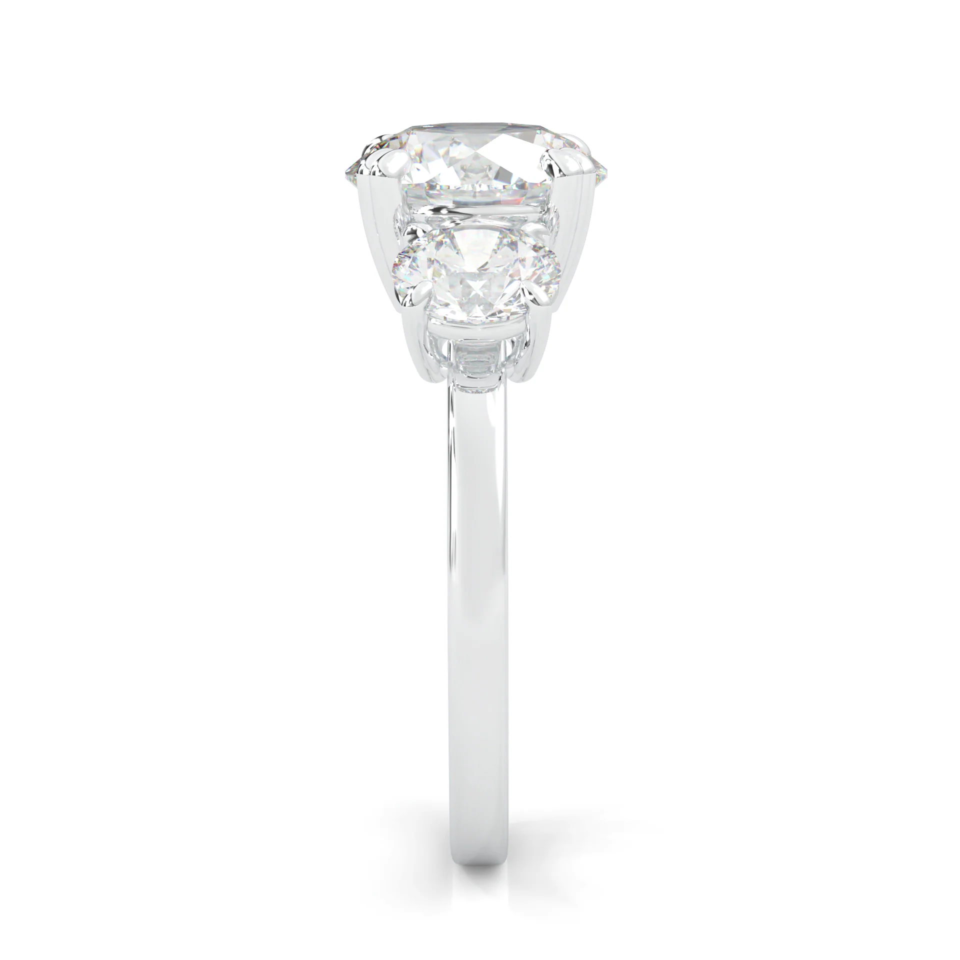 Classic Three-Stone Moissanite Engagement Ring (14k Solid Gold) - Image 4