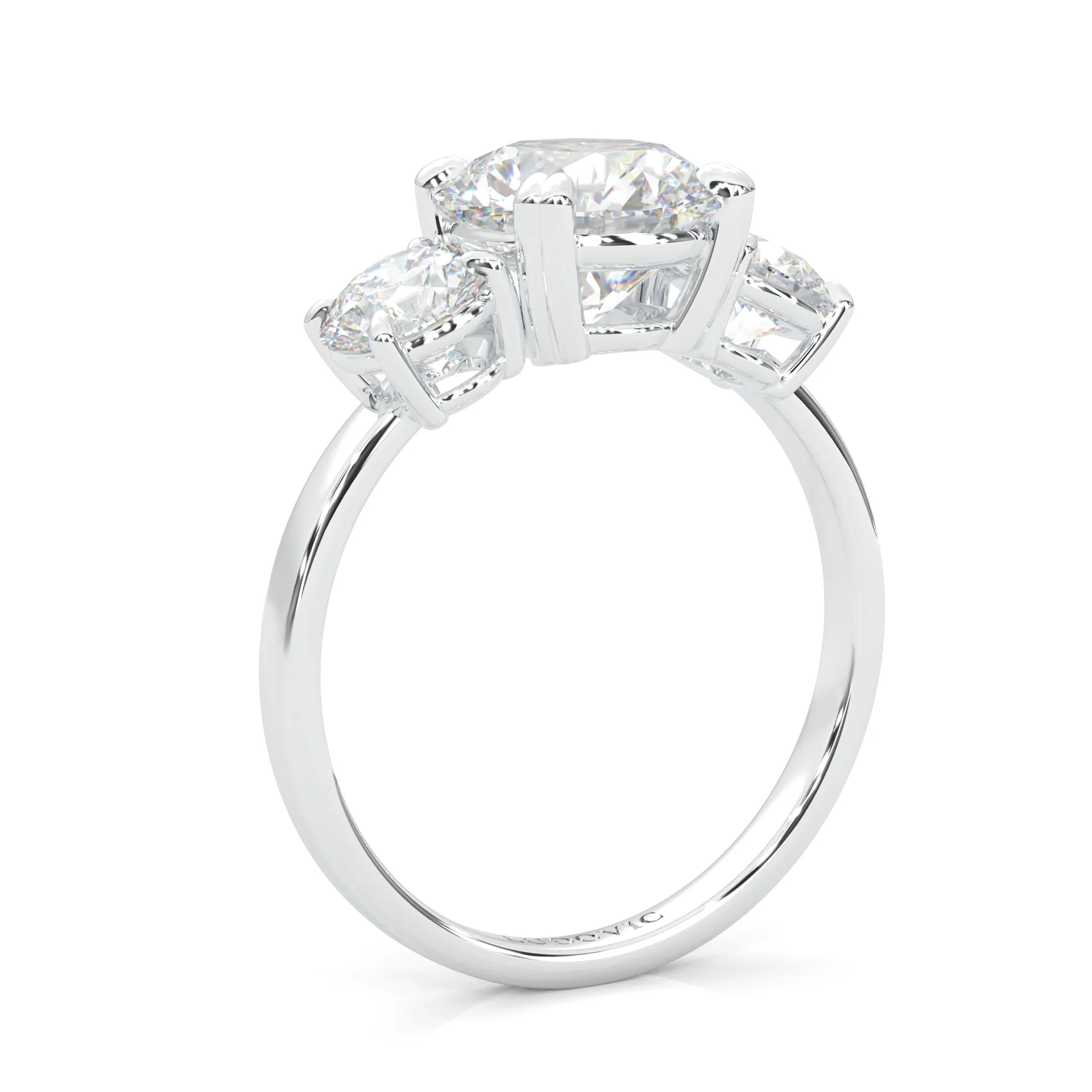 Classic Three-Stone Moissanite Engagement Ring (14k Solid Gold) - Image 6
