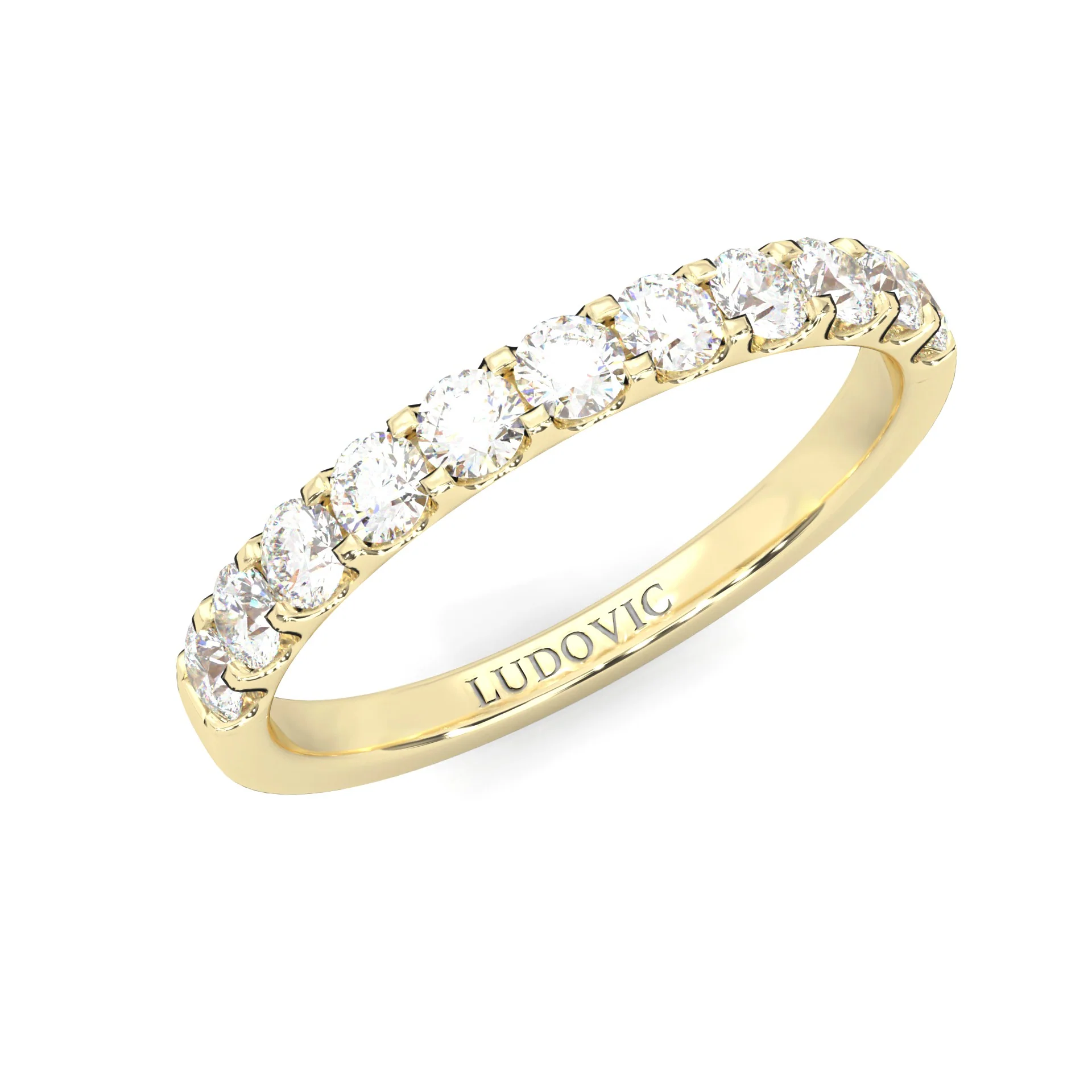 Classic Three-Stone Wedding Set (14k Solid Yellow Gold) - Image 14