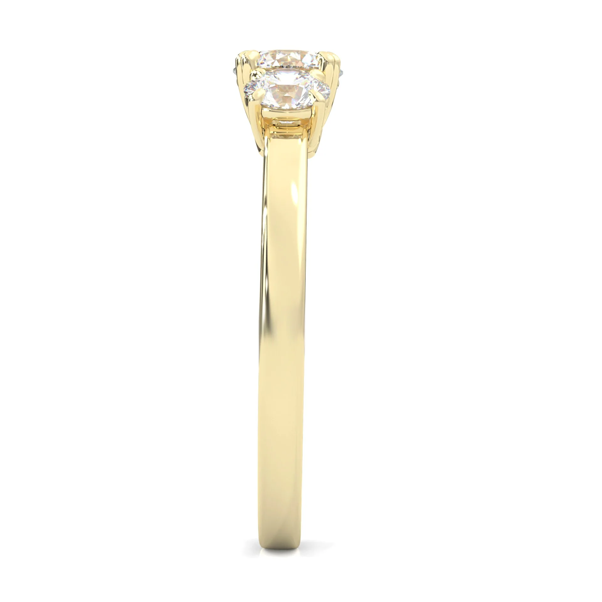 Classic Three-Stone Wedding Set (14k Solid Yellow Gold) - Image 5