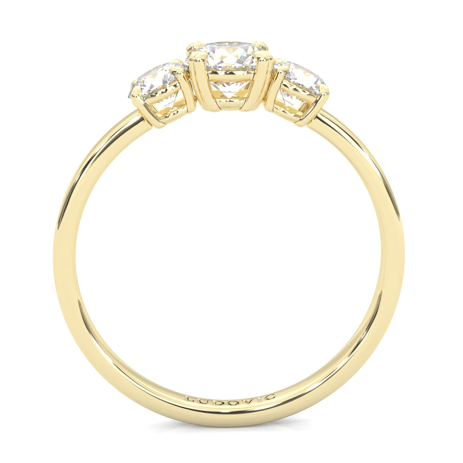 Classic Three-Stone Wedding Set (14k Solid Yellow Gold) - Image 7