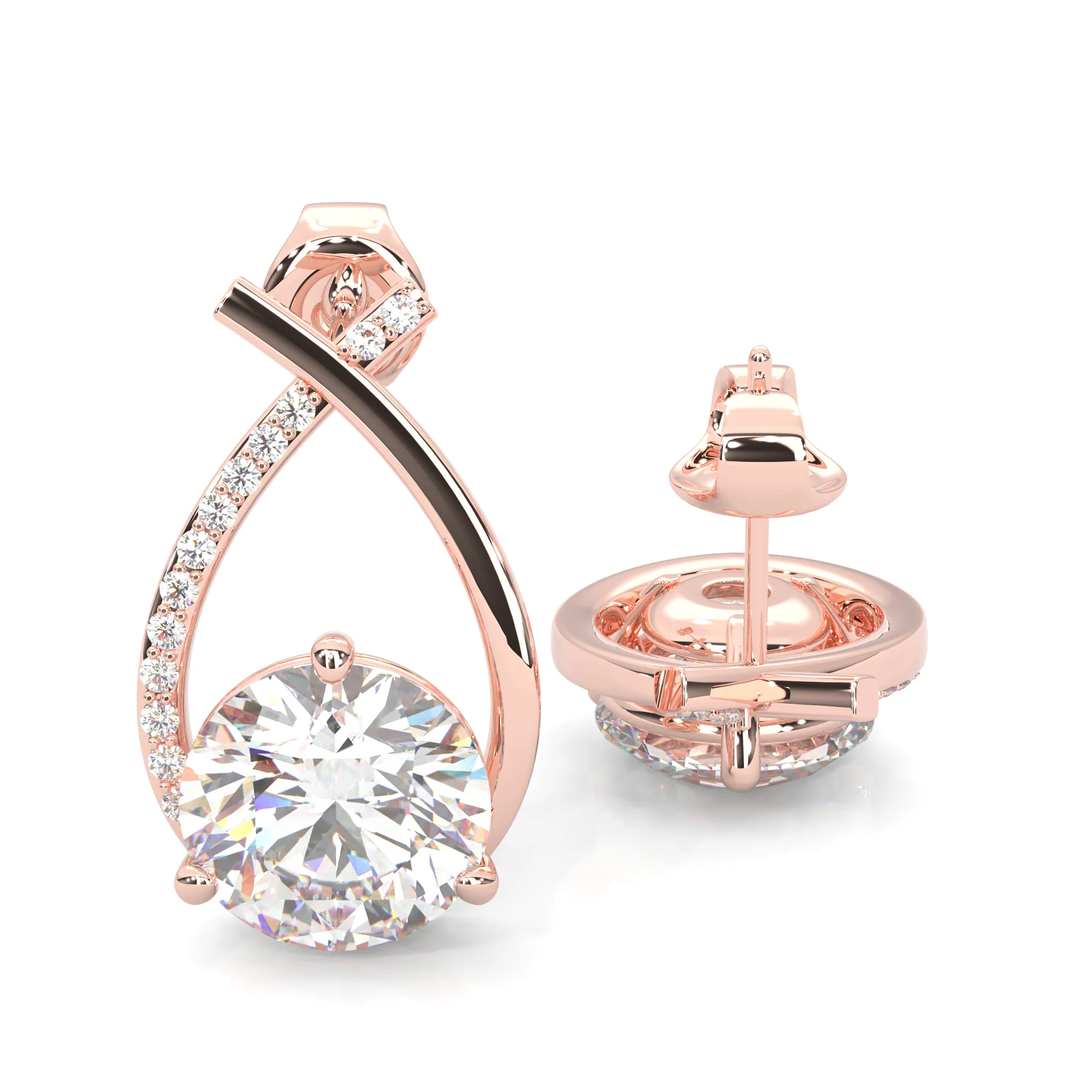 Cross Stud Earrings ( Rose Gold 14k ) - Image 3