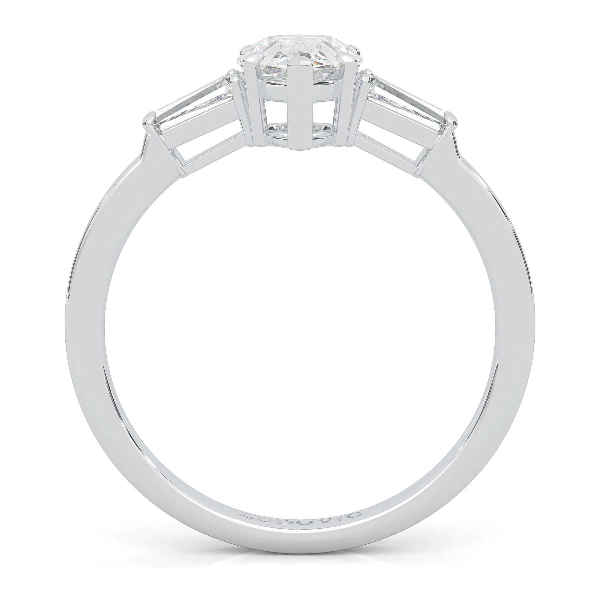 Solitaire Ring Pear Brilliant 3-Stone (14k Solid Gold) - Image 4