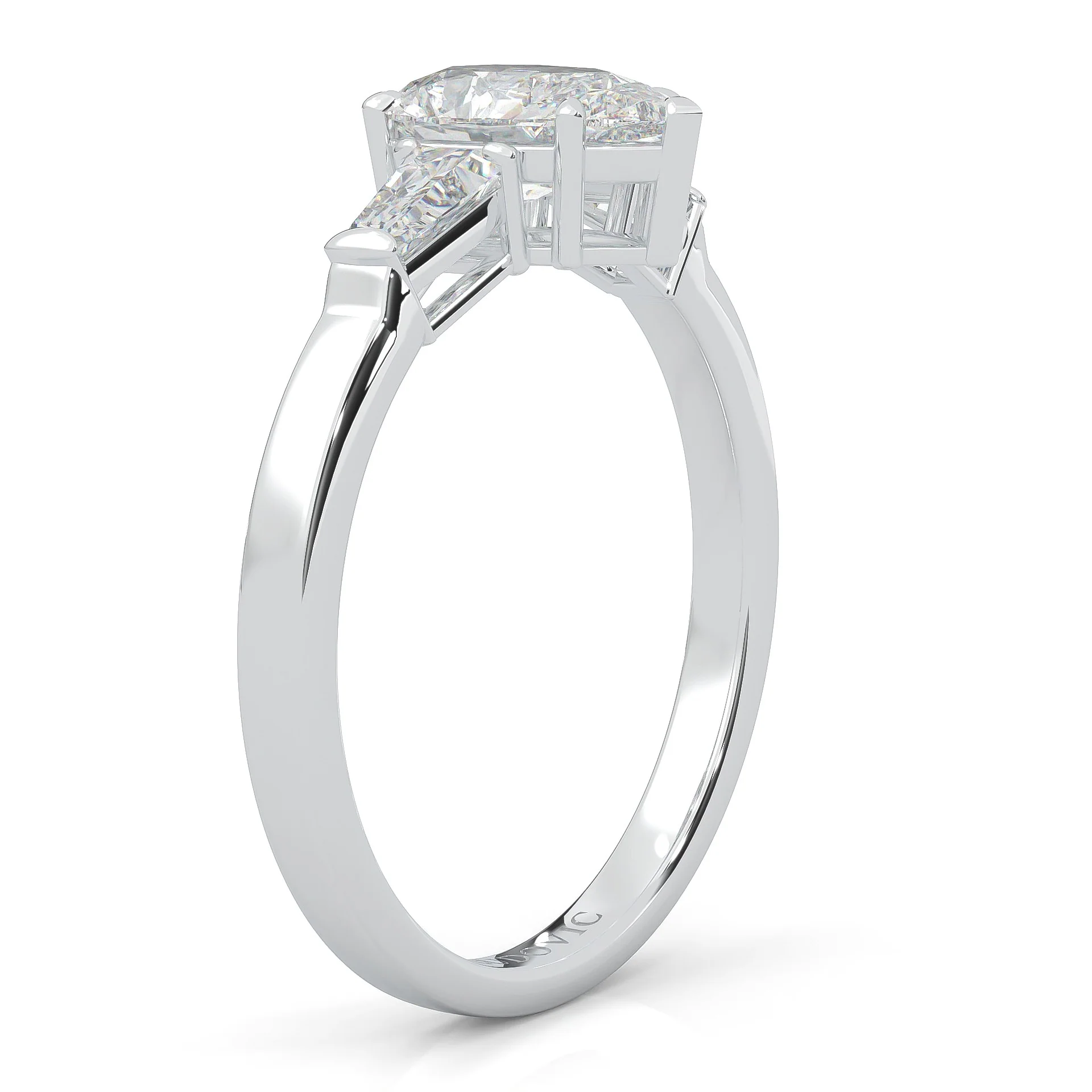 Solitaire Ring Pear Brilliant 3-Stone (14k Solid Gold) - Image 5