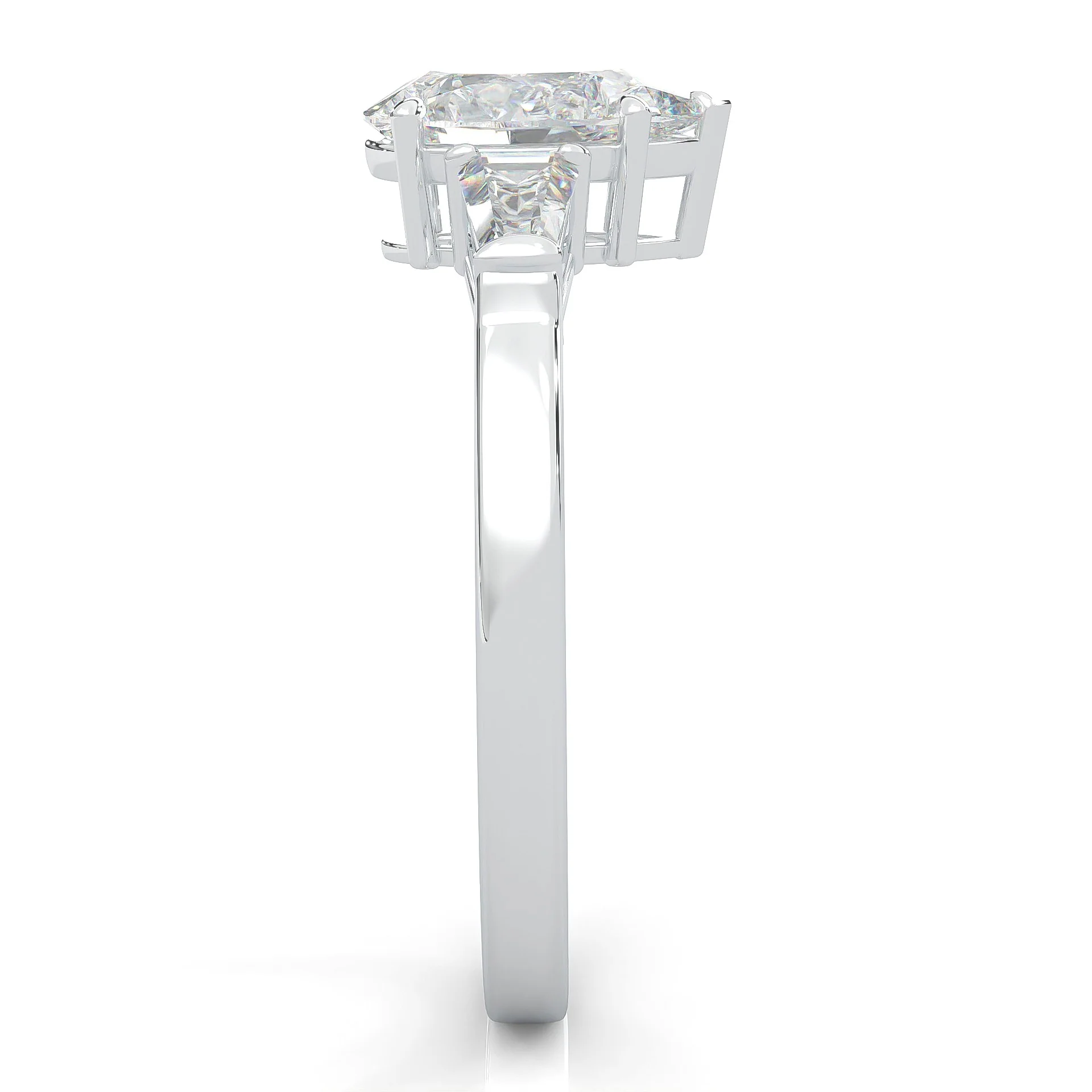Solitaire Ring Pear Brilliant 3-Stone (14k Solid Gold) - Image 6