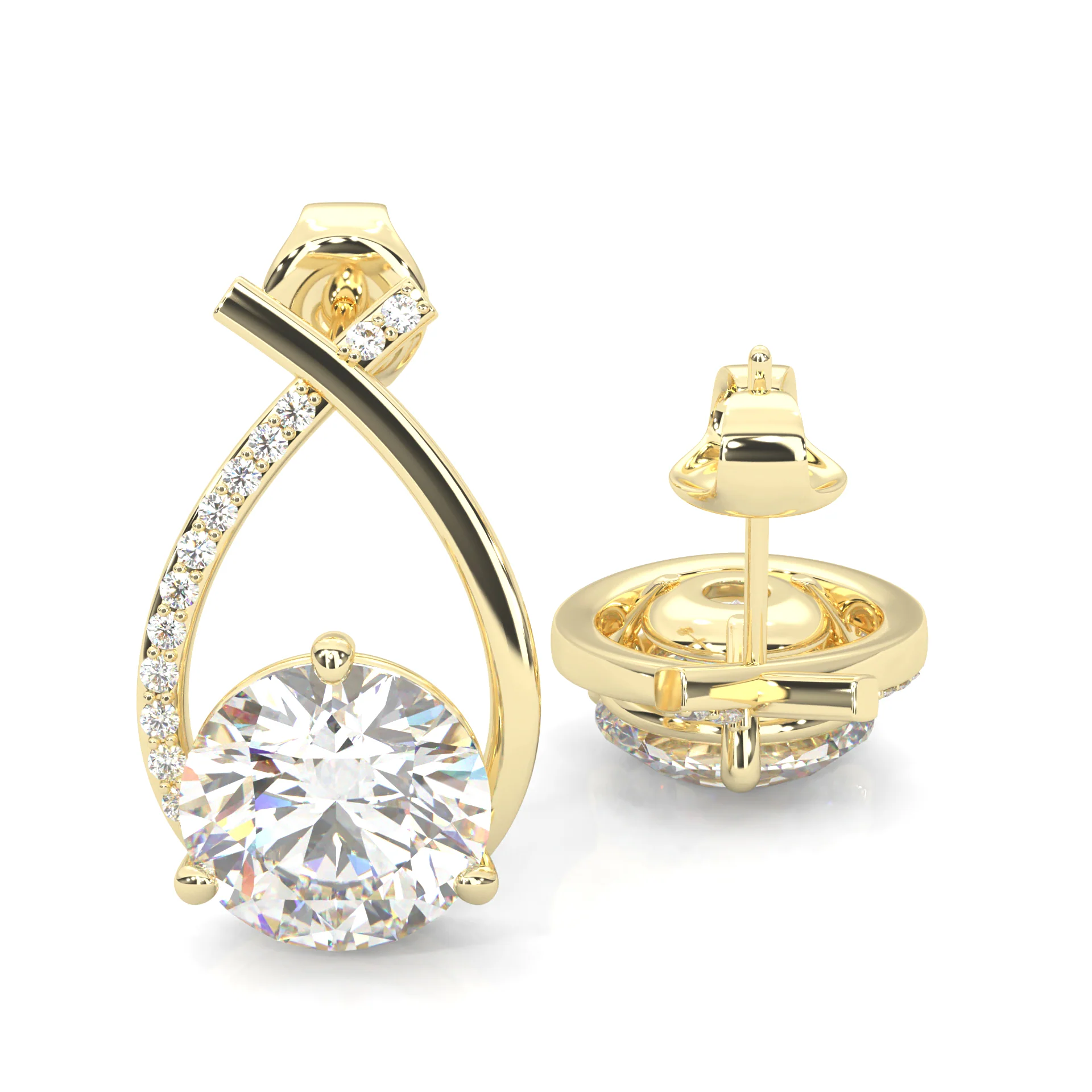 Cross Stud Earrings ( Yellow Gold 14k ) - Image 3