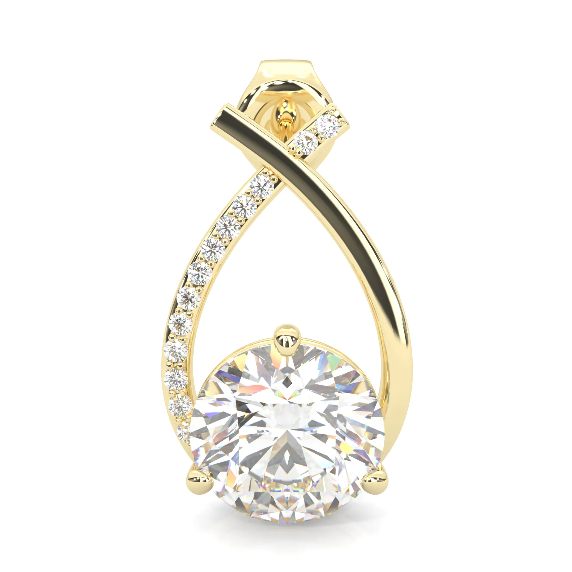 Cross Stud Earrings ( Yellow Gold 14k ) - Image 4