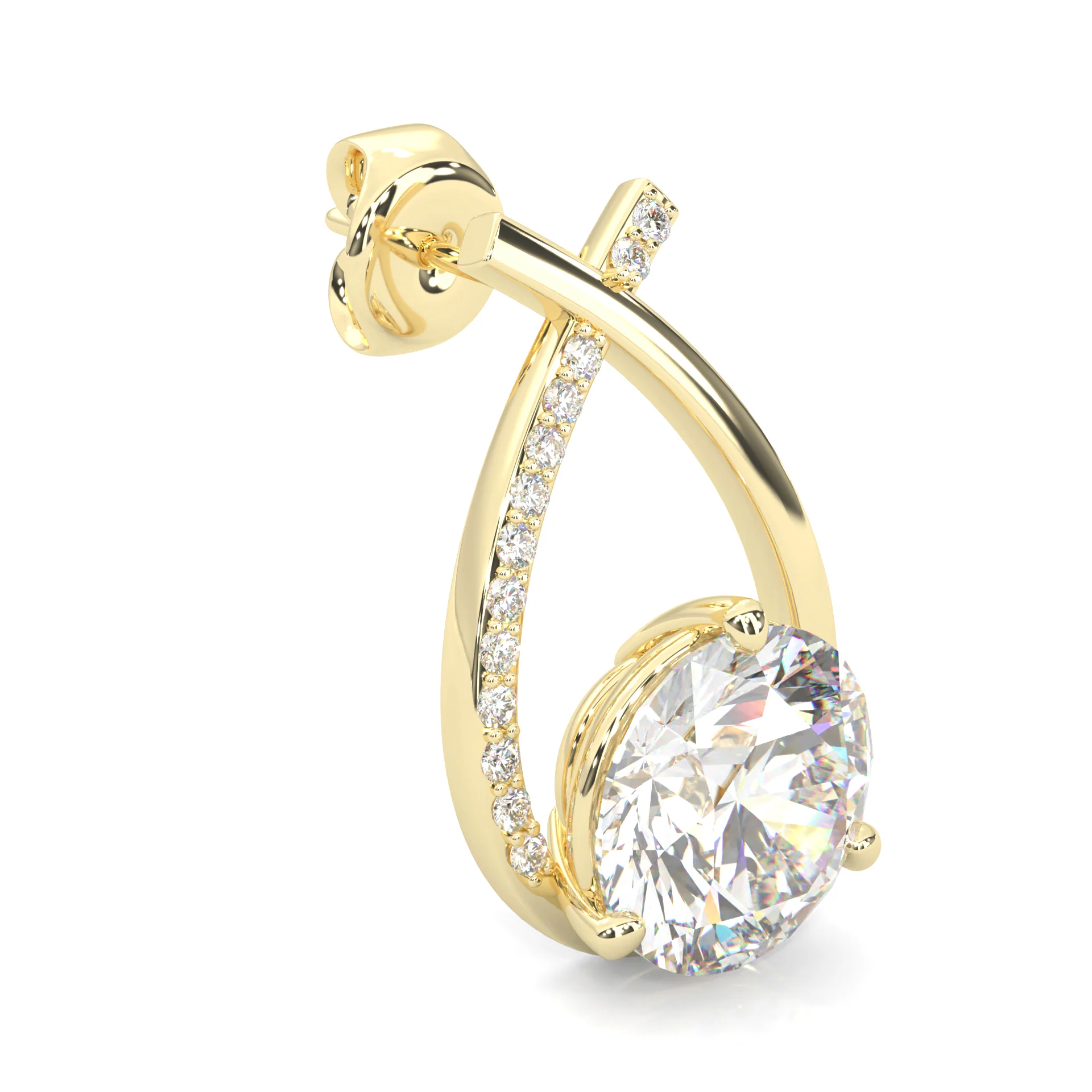 Cross Stud Earrings ( Yellow Gold 14k ) - Image 5