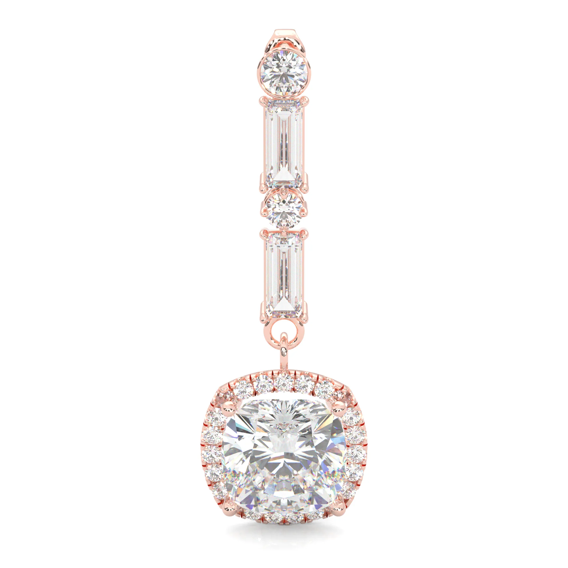 Cushion Cut Moissanite Earrings Rose Gold 14k - Image 3