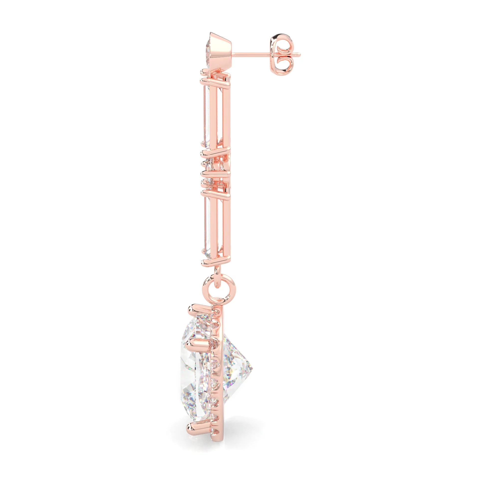 Cushion Cut Moissanite Earrings Rose Gold 14k - Image 4