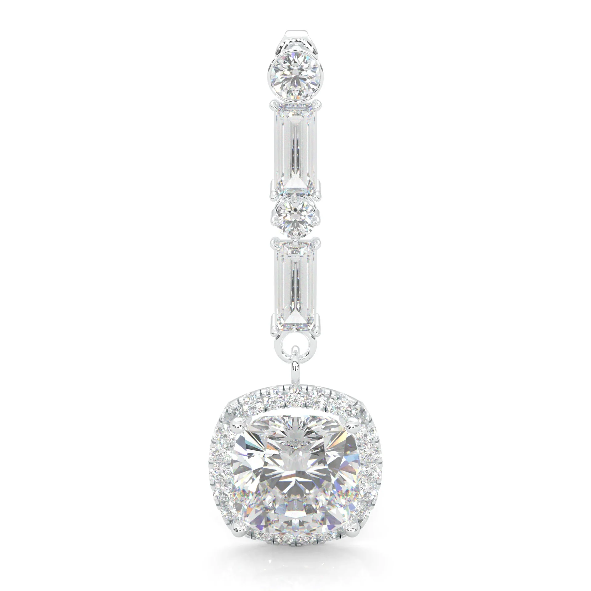 Cushion Cut Moissanite Earrings White Gold 14k - Image 4